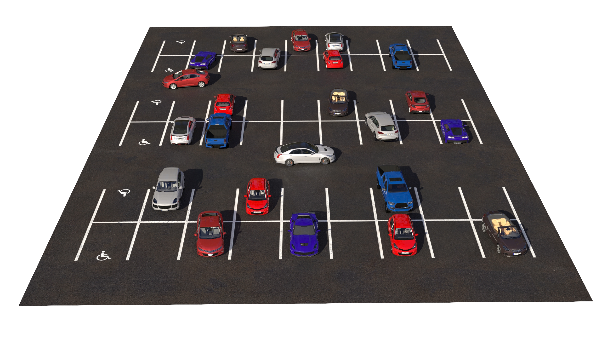 Filled Street Car Parking 54 Lots New 3D