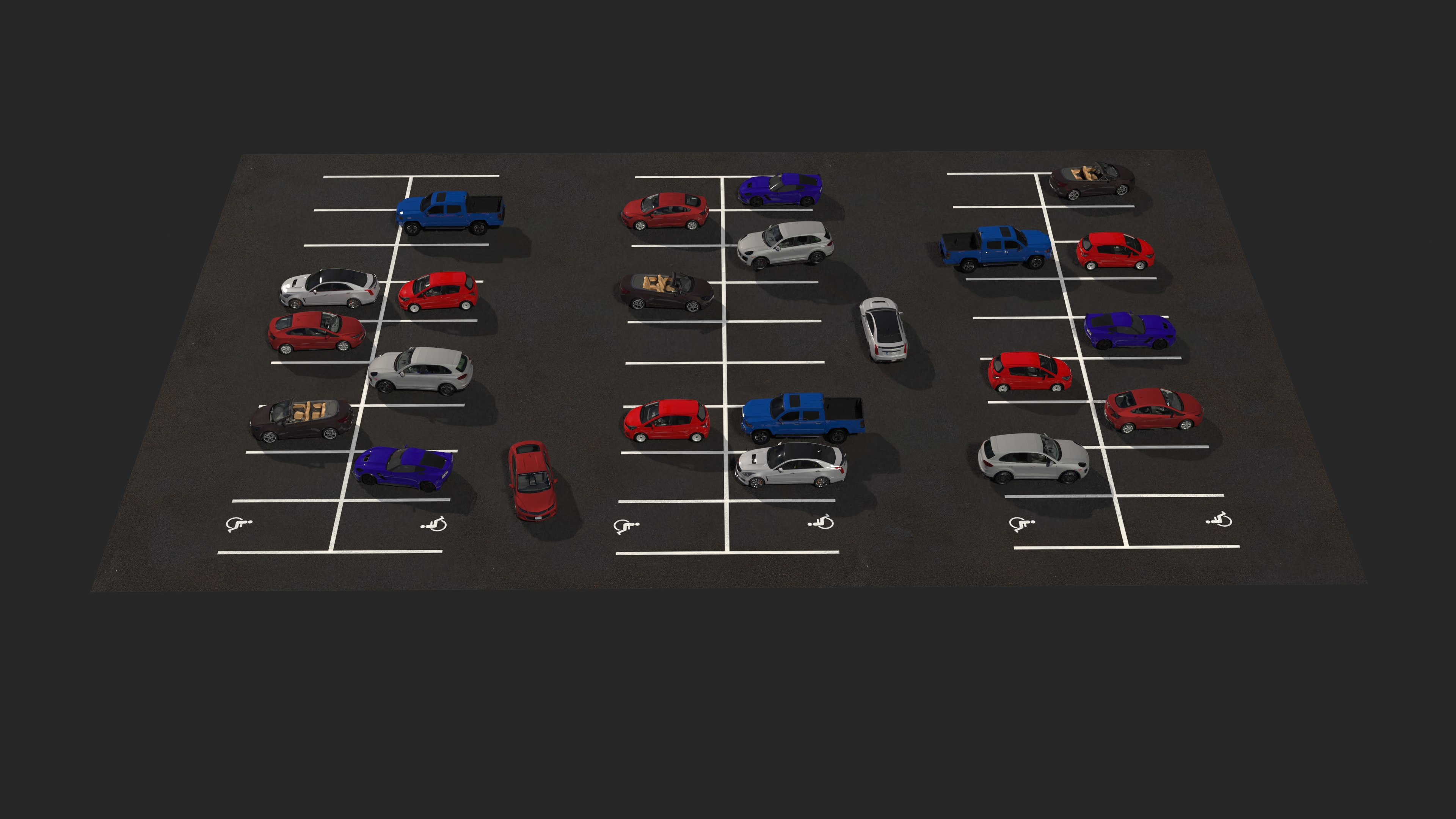 Filled Street Car Parking 54 Lots New 3D