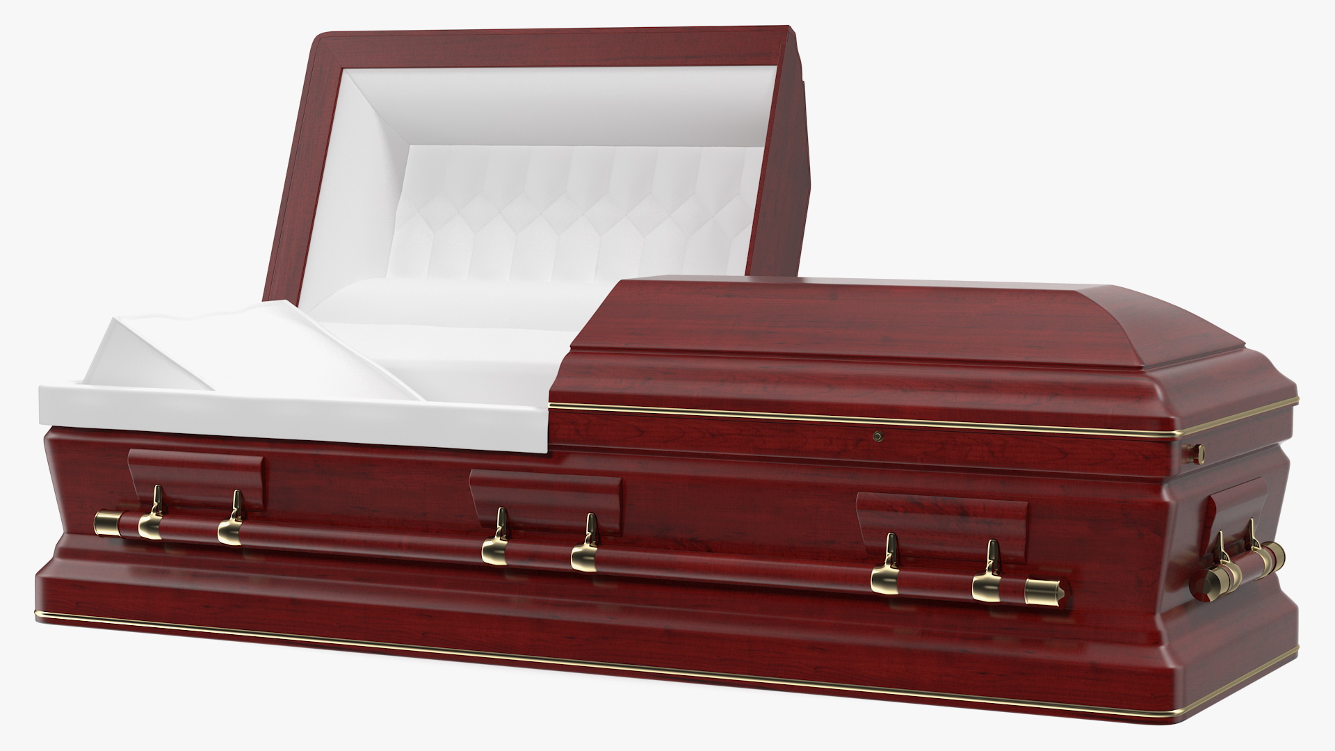 3D Opened Wooden Funeral Casket model