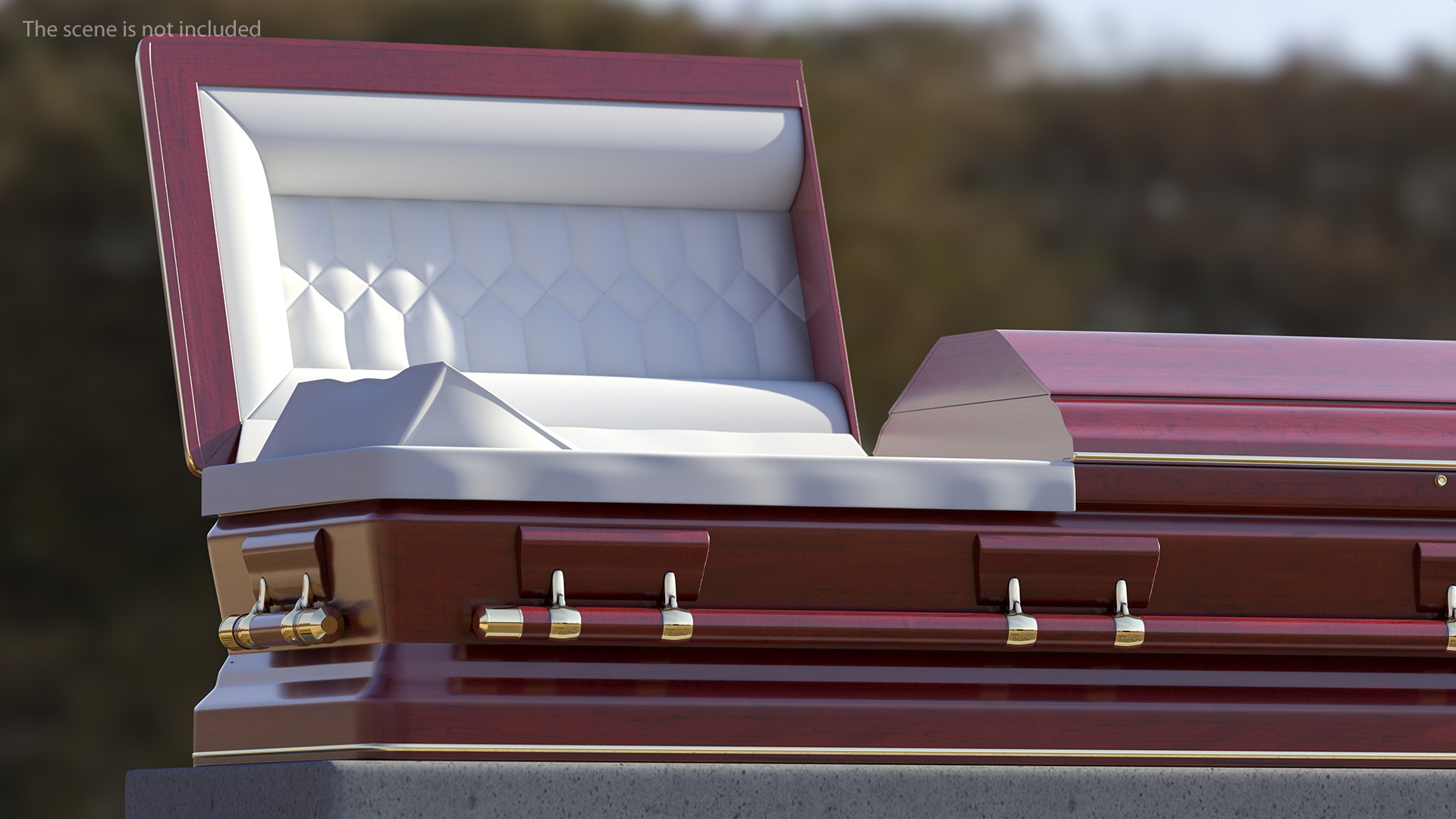 3D Opened Wooden Funeral Casket model