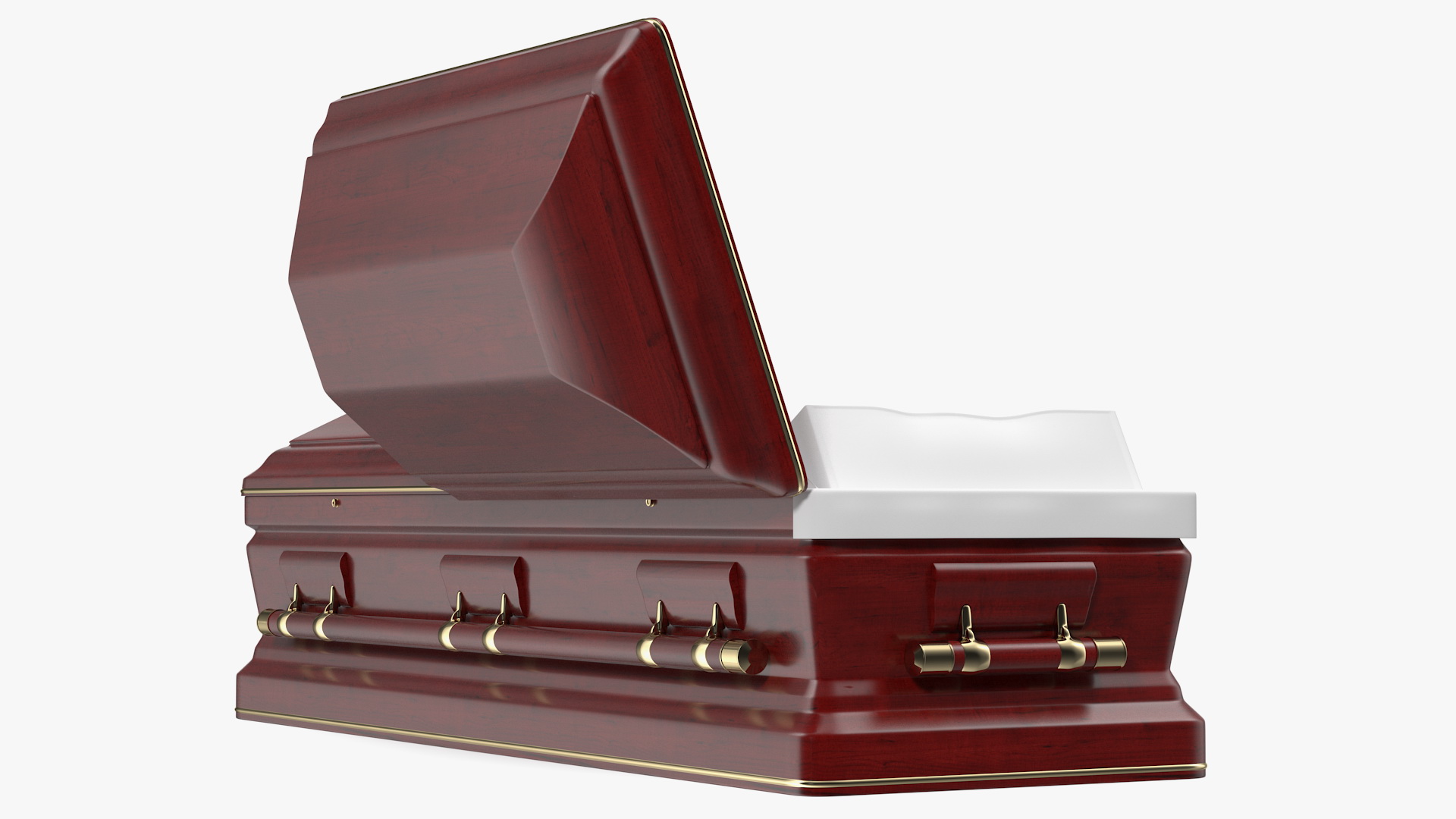 3D Opened Wooden Funeral Casket model