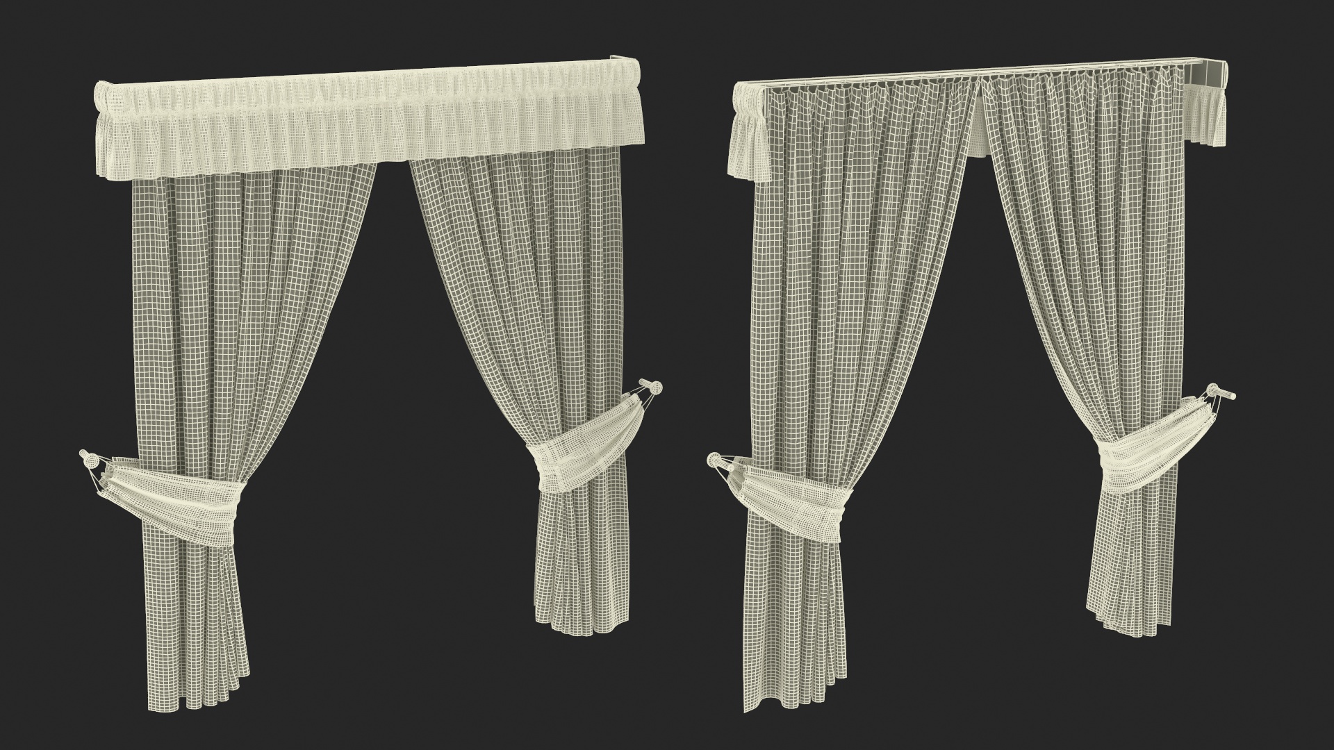 Classic Curtains with Valance 3D model