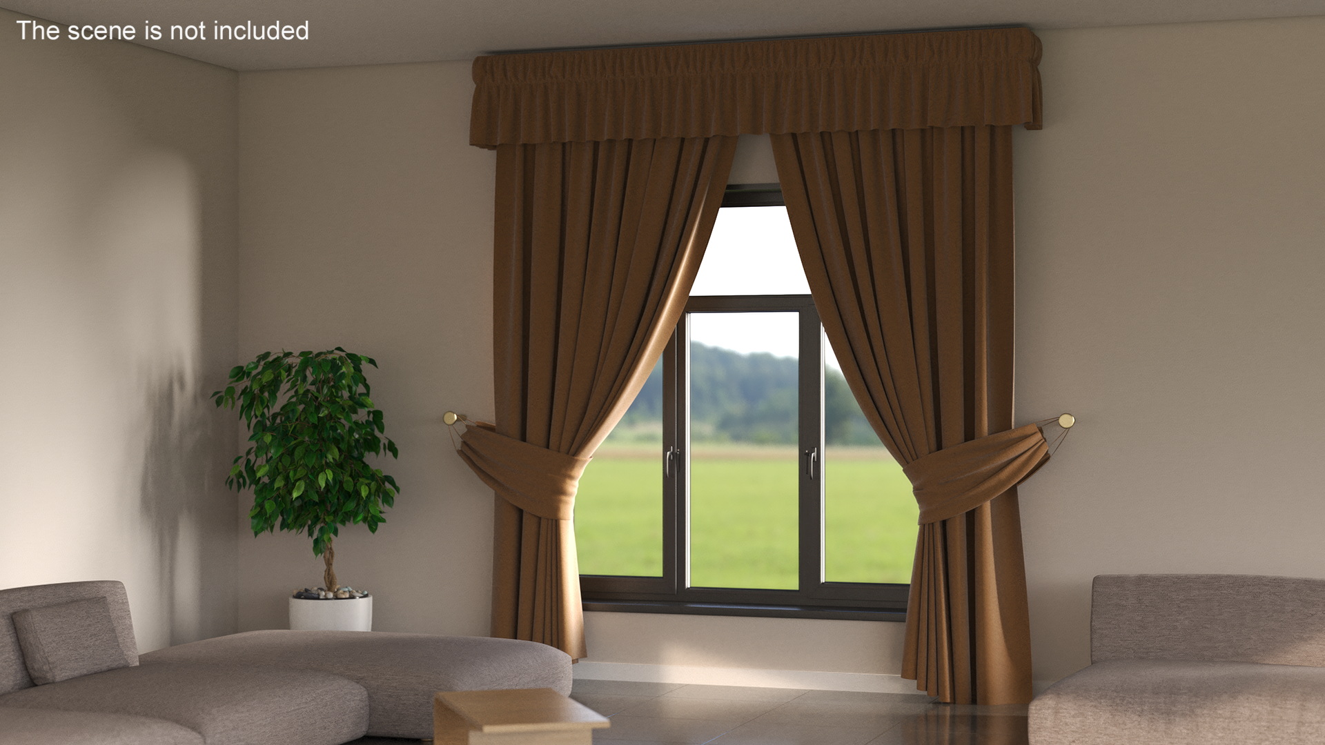 Classic Curtains with Valance 3D model