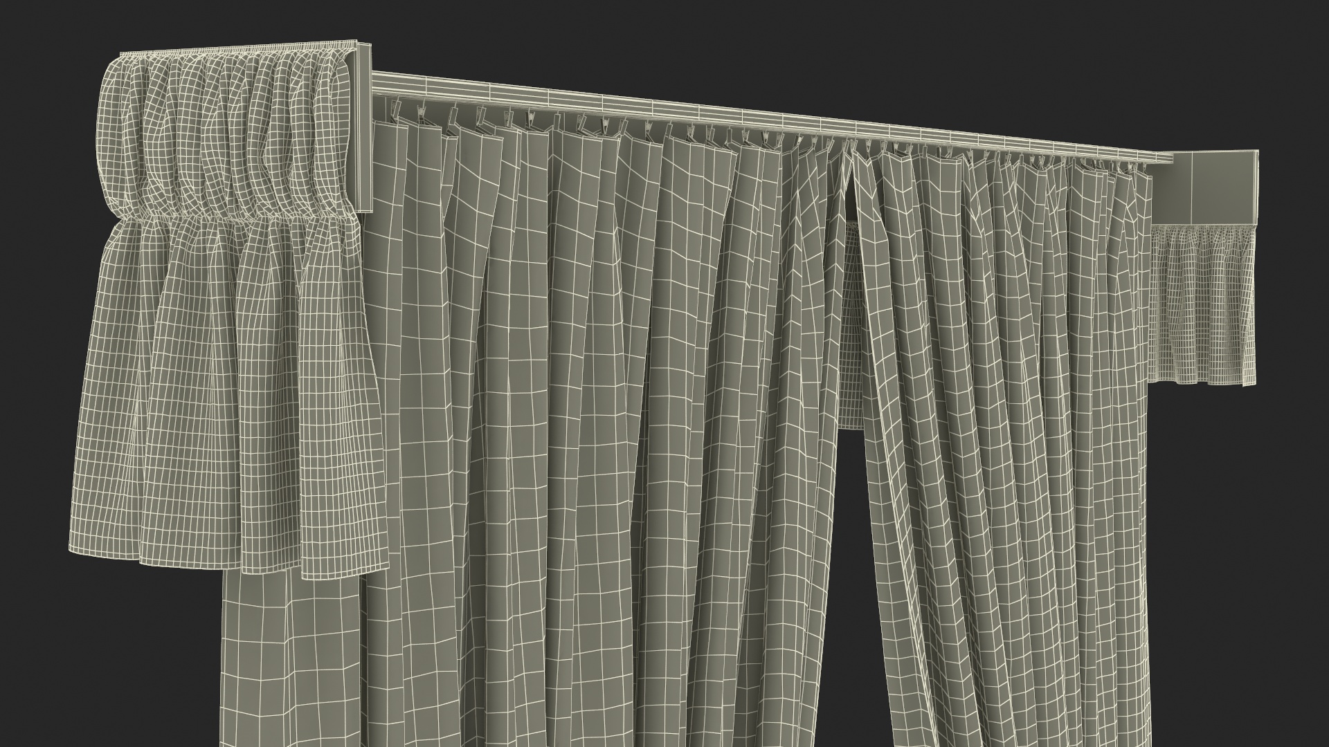 Classic Curtains with Valance 3D model