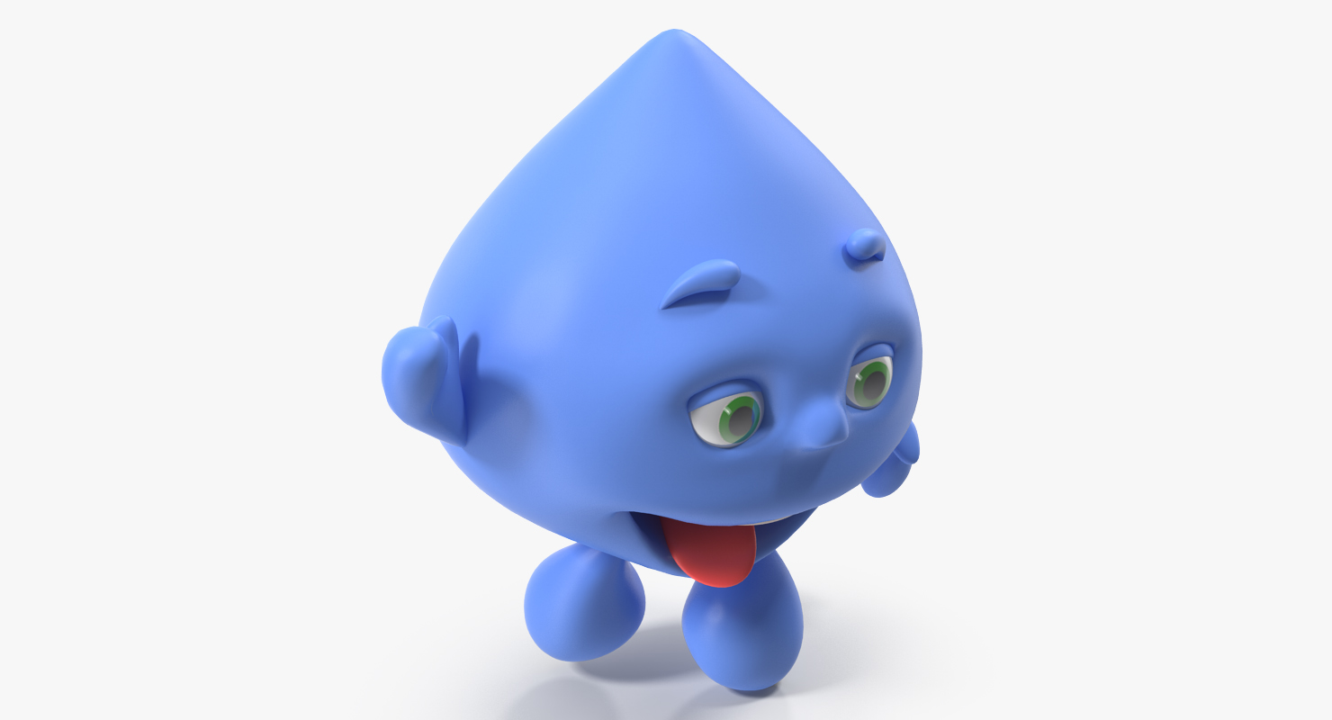 Water Drop Cartoon Mascot Character Waving 3D