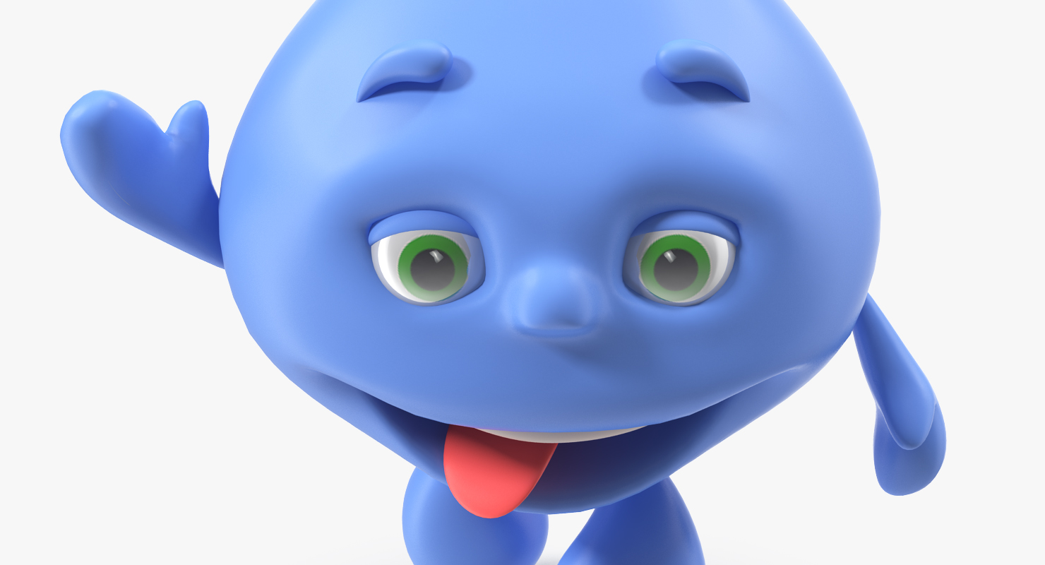 Water Drop Cartoon Mascot Character Waving 3D