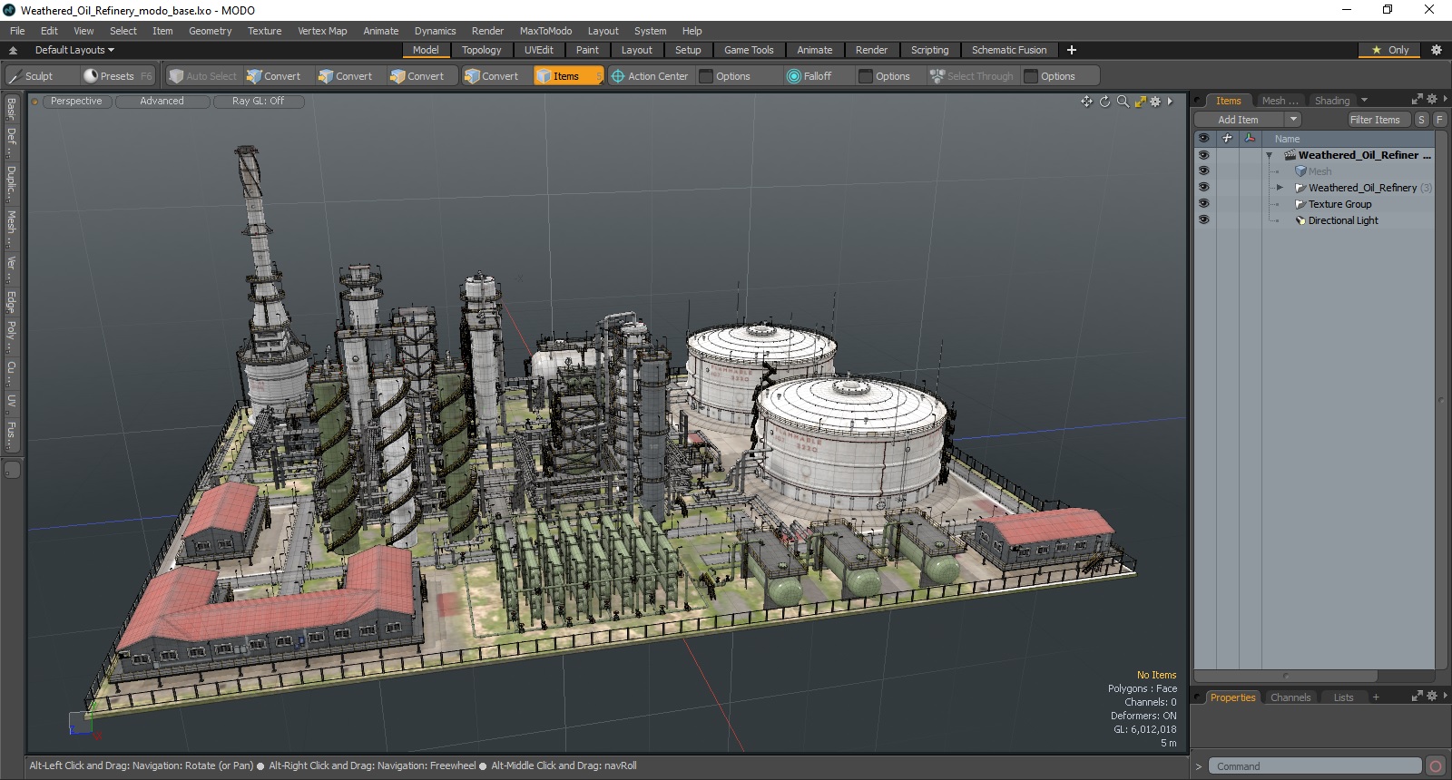 Weathered Oil Refinery 3D