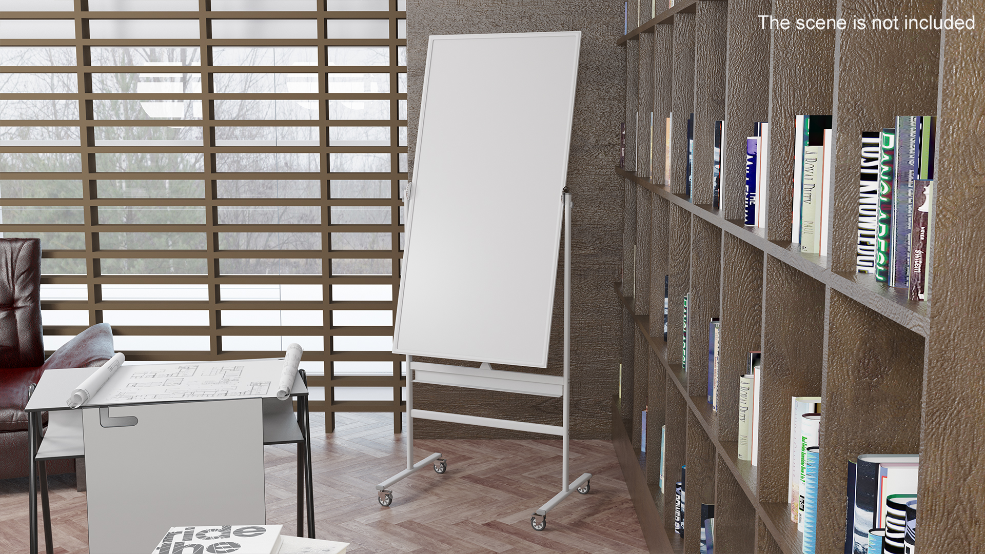 Tall Magnetic Whiteboard on Wheels 3D model