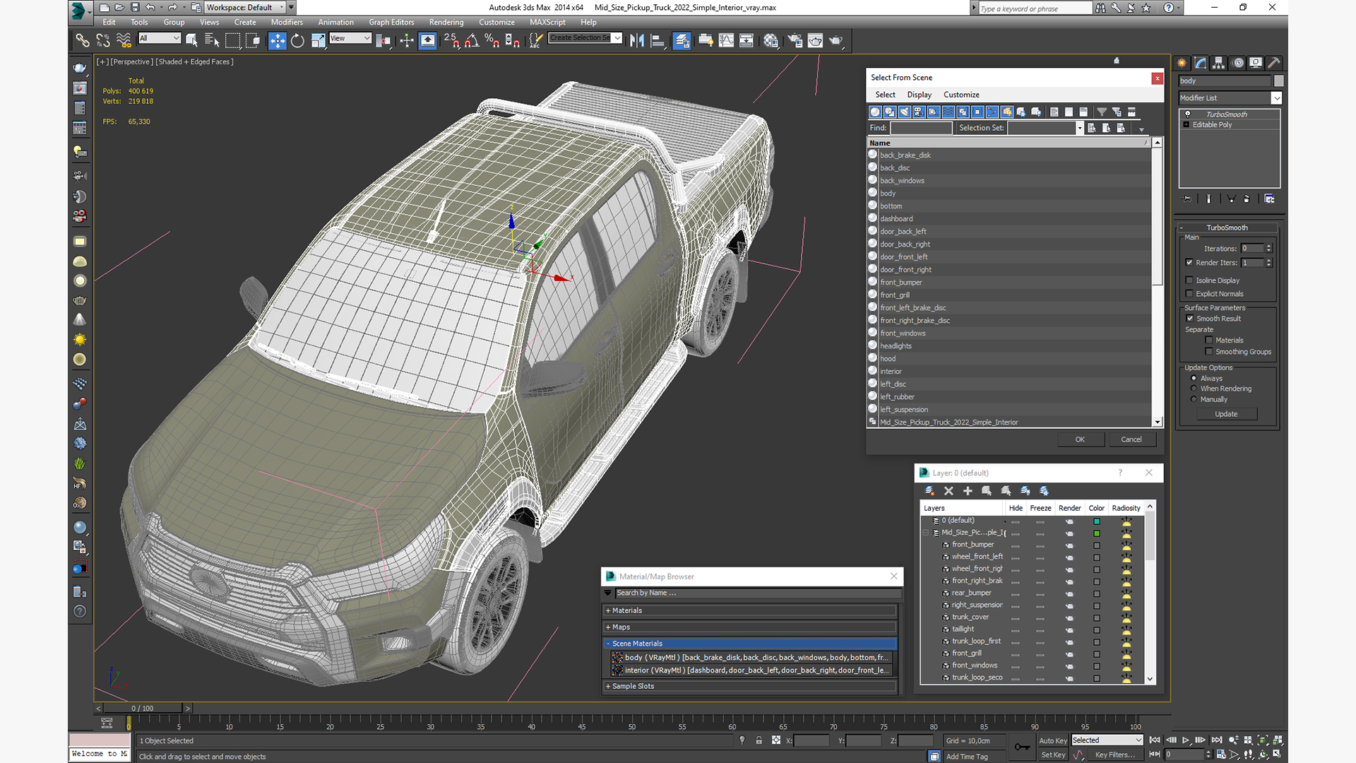 Mid Size Pickup Truck 2022 Simple Interior 3D