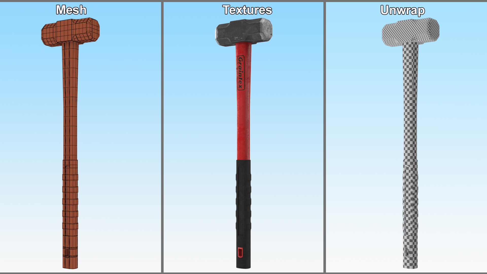 Double Flat Face Hammer Graintex 3D