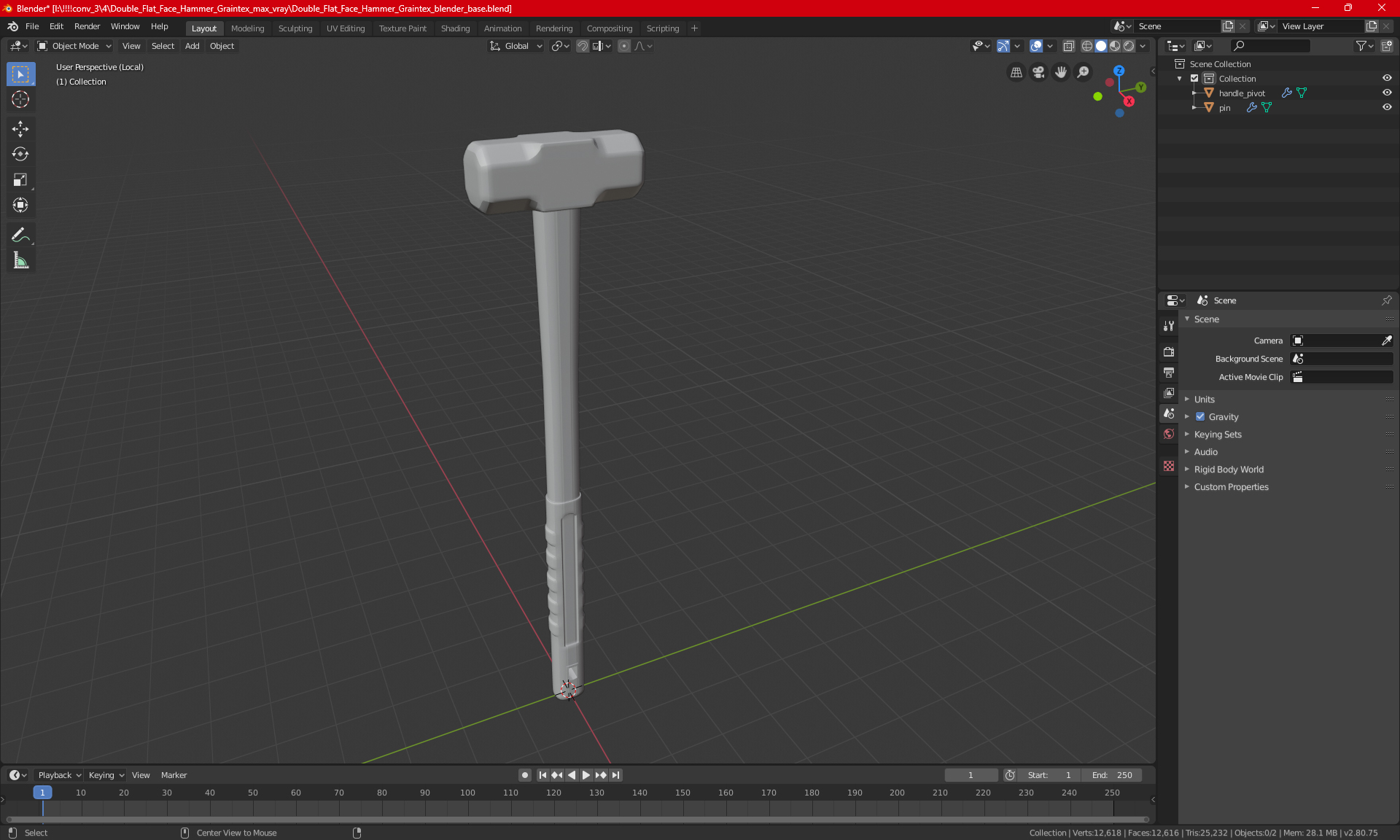 Double Flat Face Hammer Graintex 3D