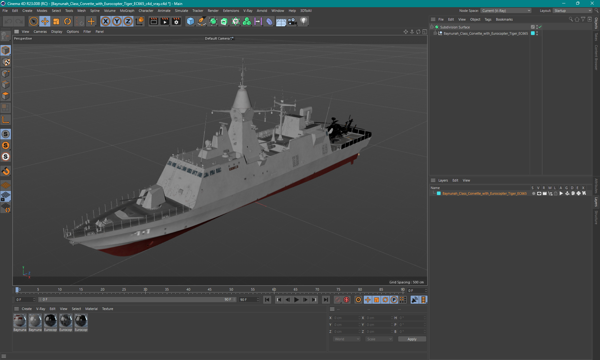 3D Baynunah Class Corvette with Eurocopter Tiger EC665