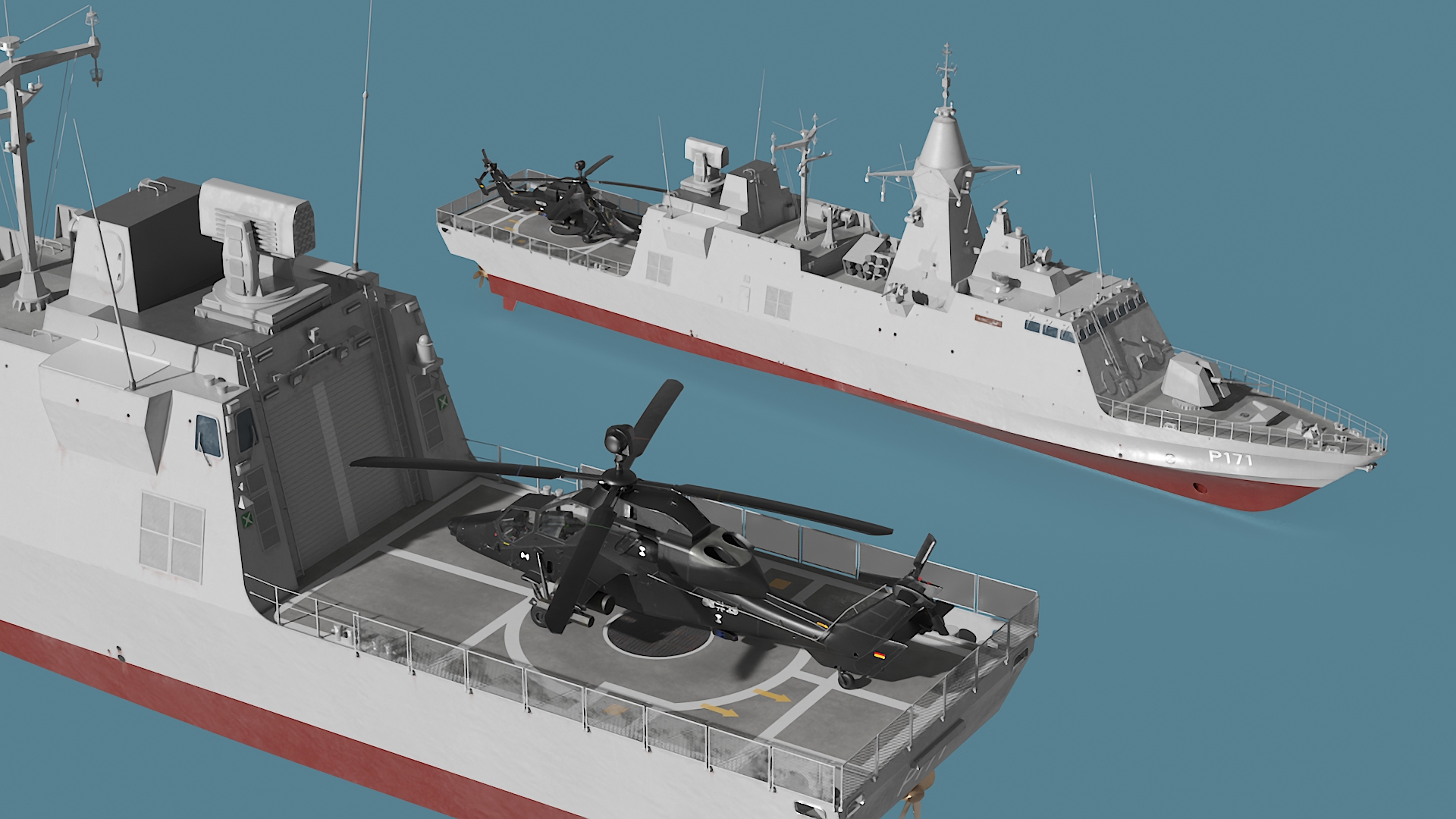 3D Baynunah Class Corvette with Eurocopter Tiger EC665