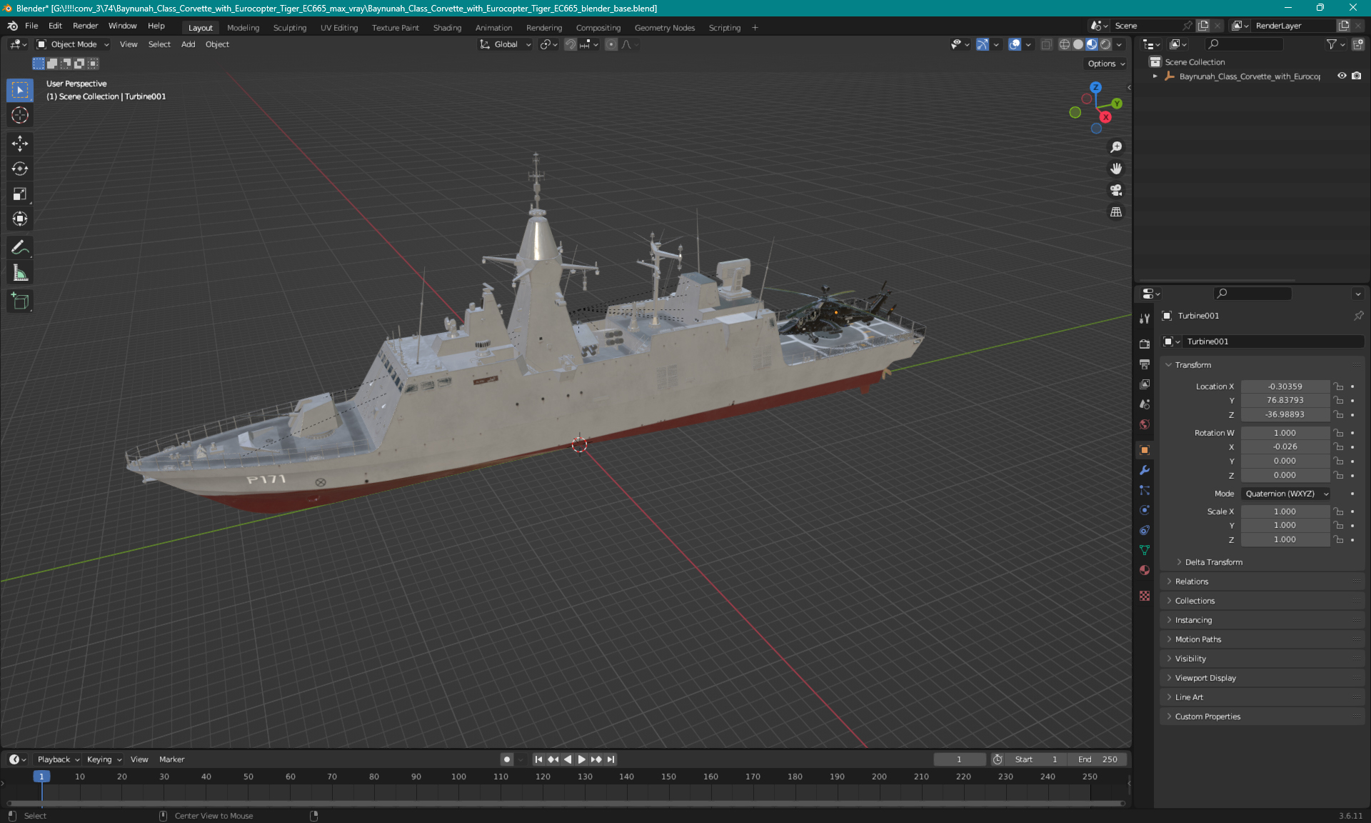 3D Baynunah Class Corvette with Eurocopter Tiger EC665