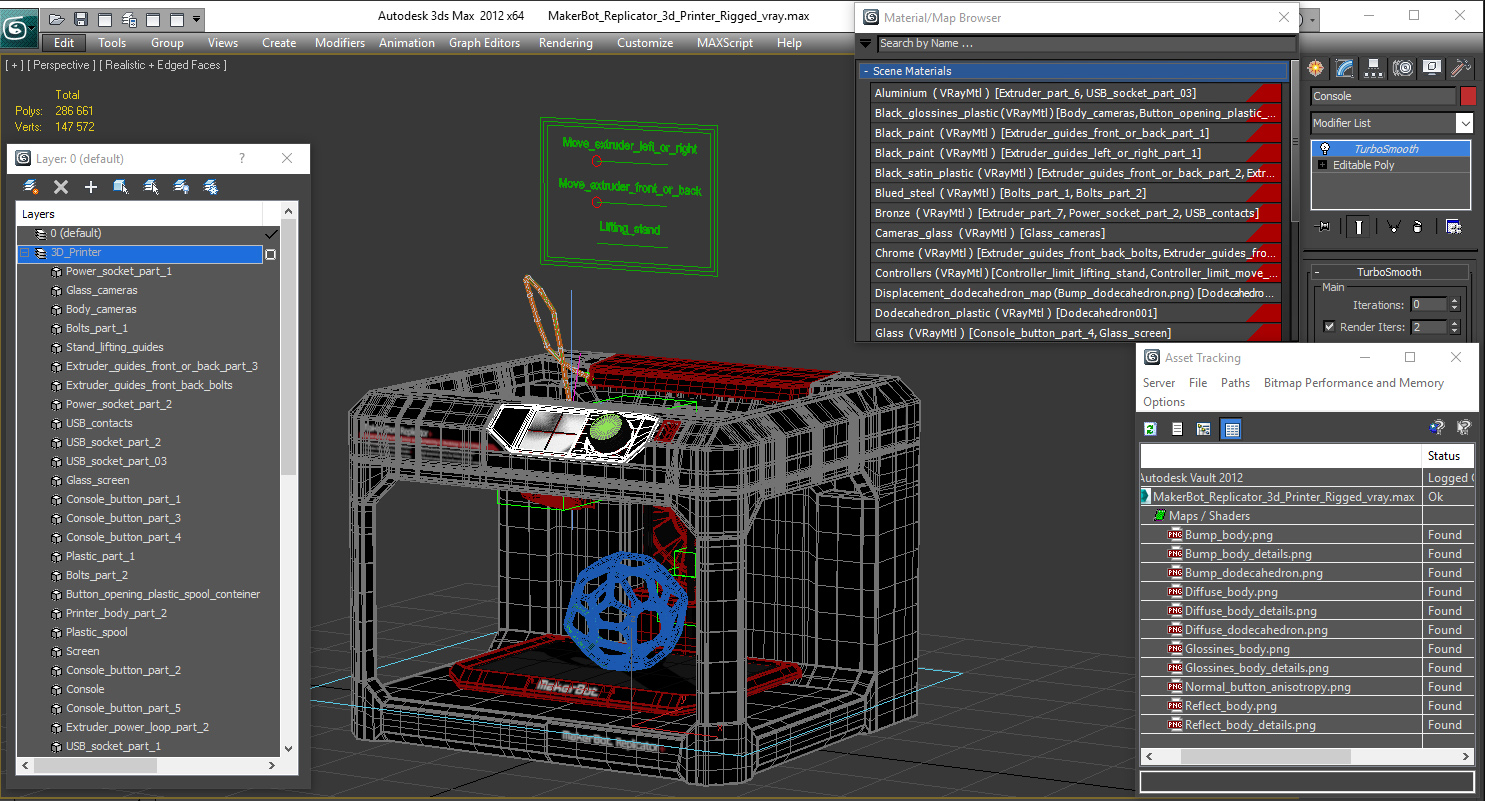 MakerBot Replicator 3d Printer Rigged 3D