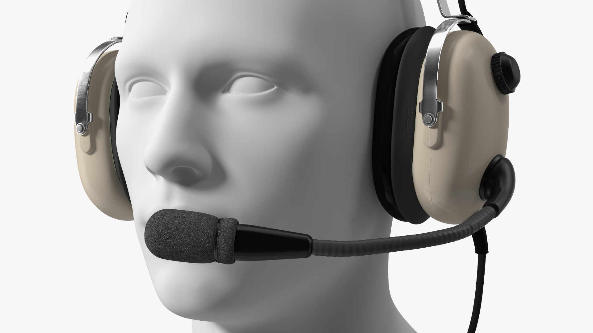 3D Pilot Headset with Mannequin Head model