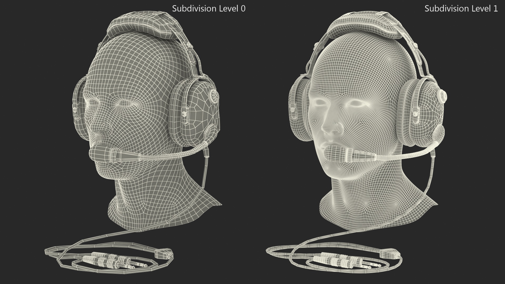 3D Pilot Headset with Mannequin Head model