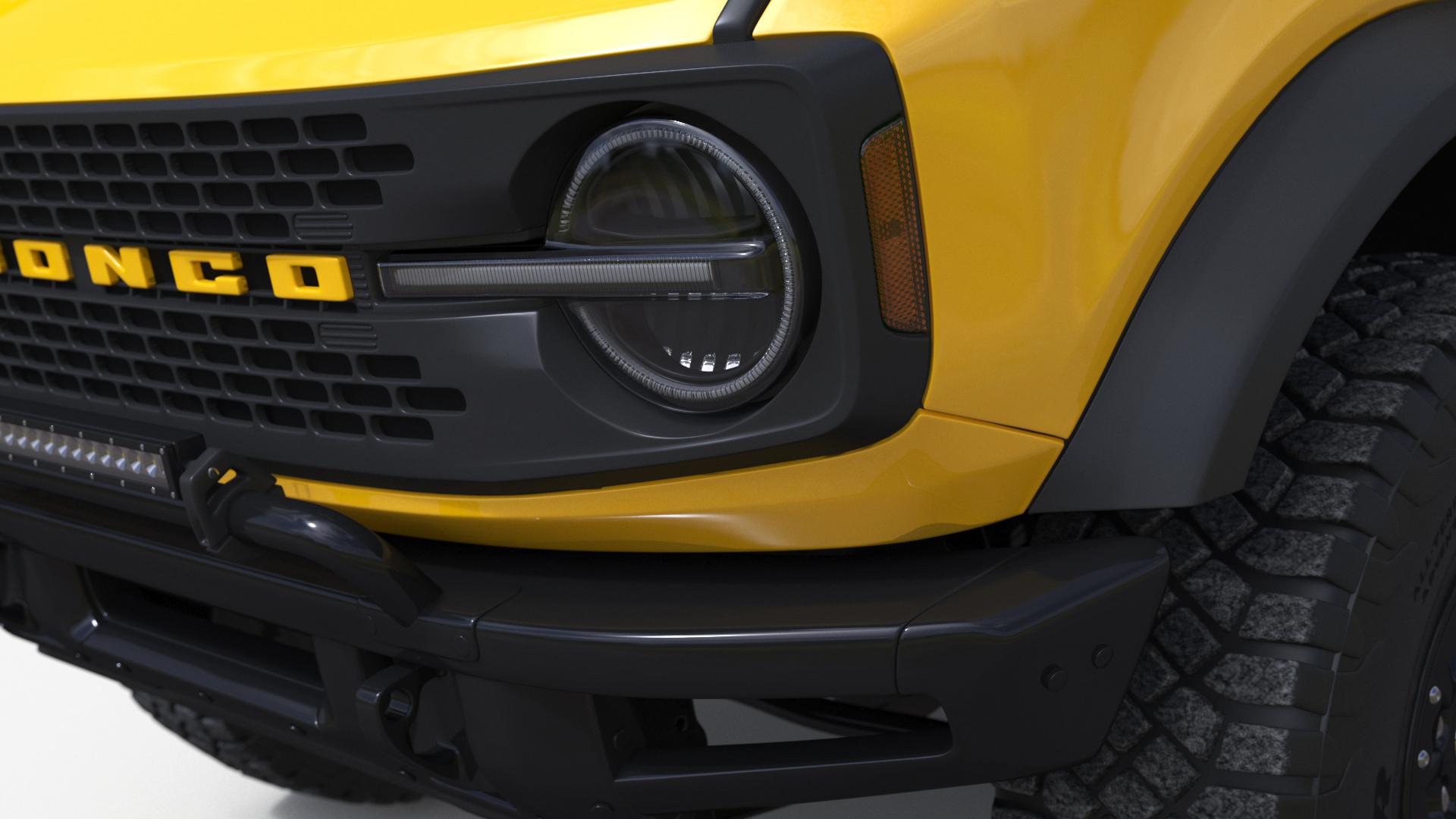 Ford Bronco Two Door Yellow 4X4 Simplified 3D