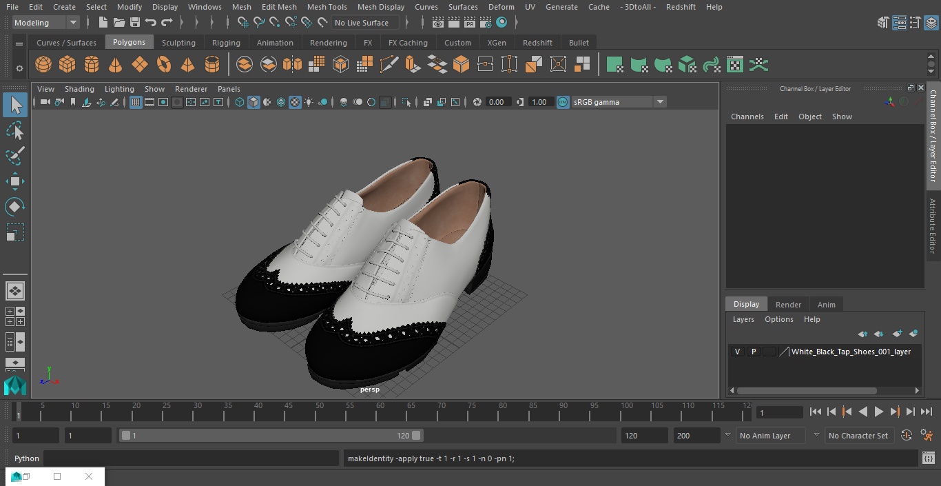 3D White Black Tap Shoes