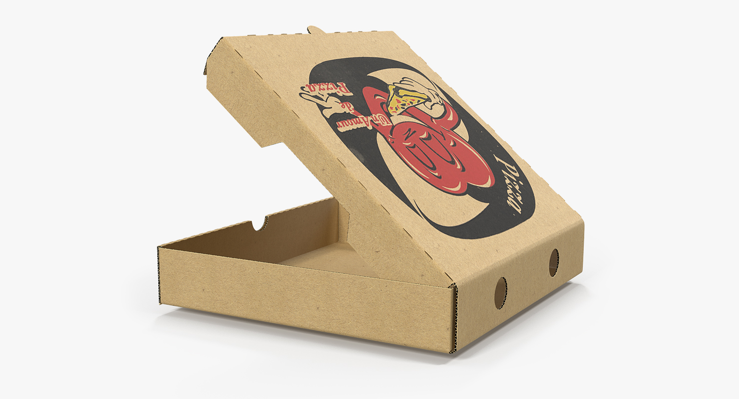 3D Medium Size Open Pizza Box