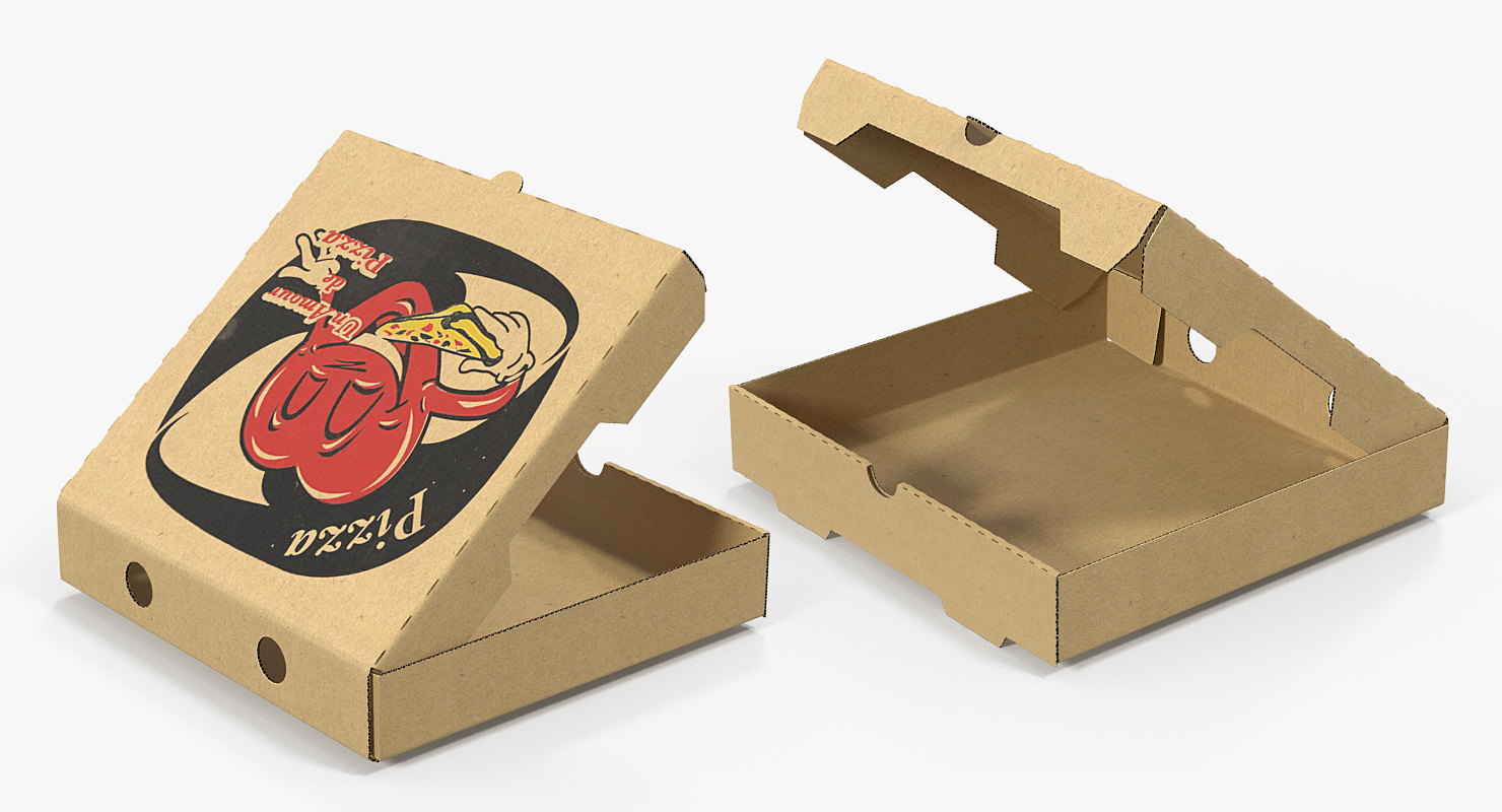 3D Medium Size Open Pizza Box