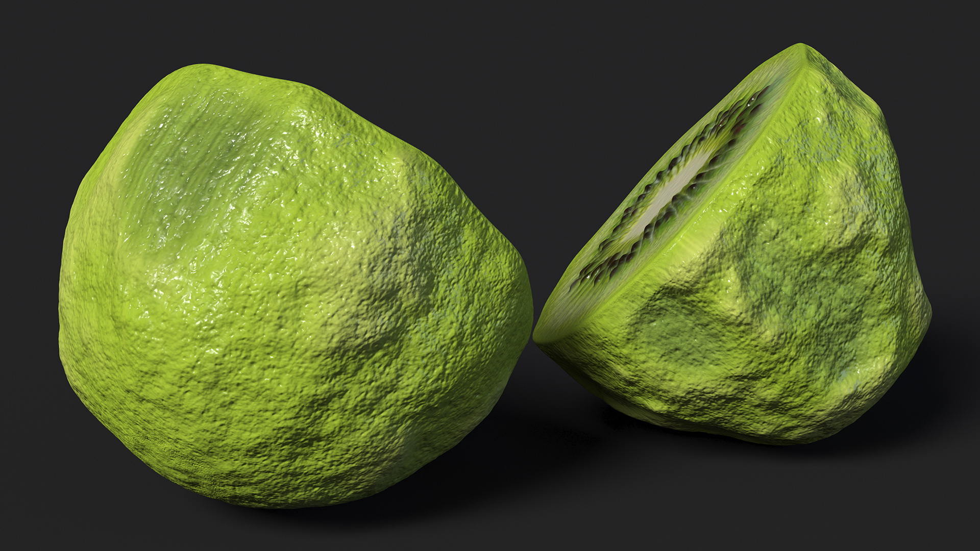 3D model Peeled Kiwi Cut in Halves