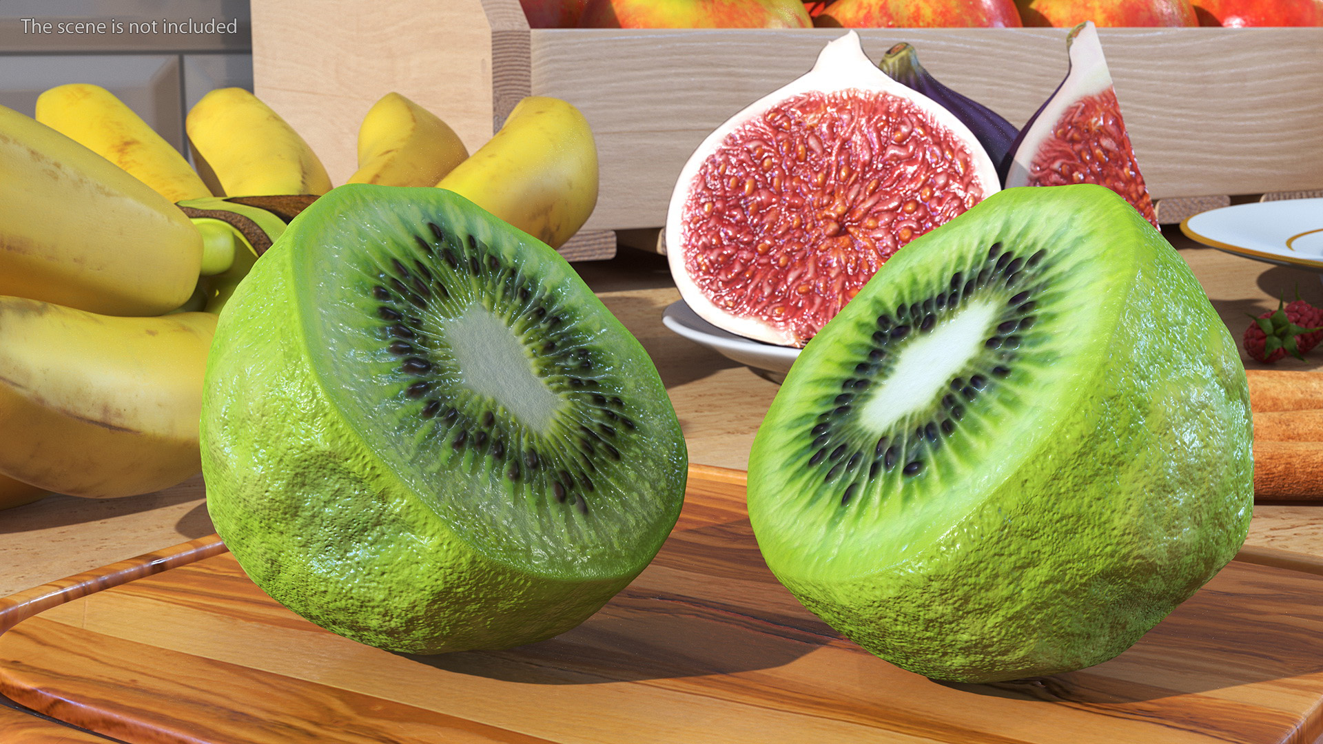 3D model Peeled Kiwi Cut in Halves