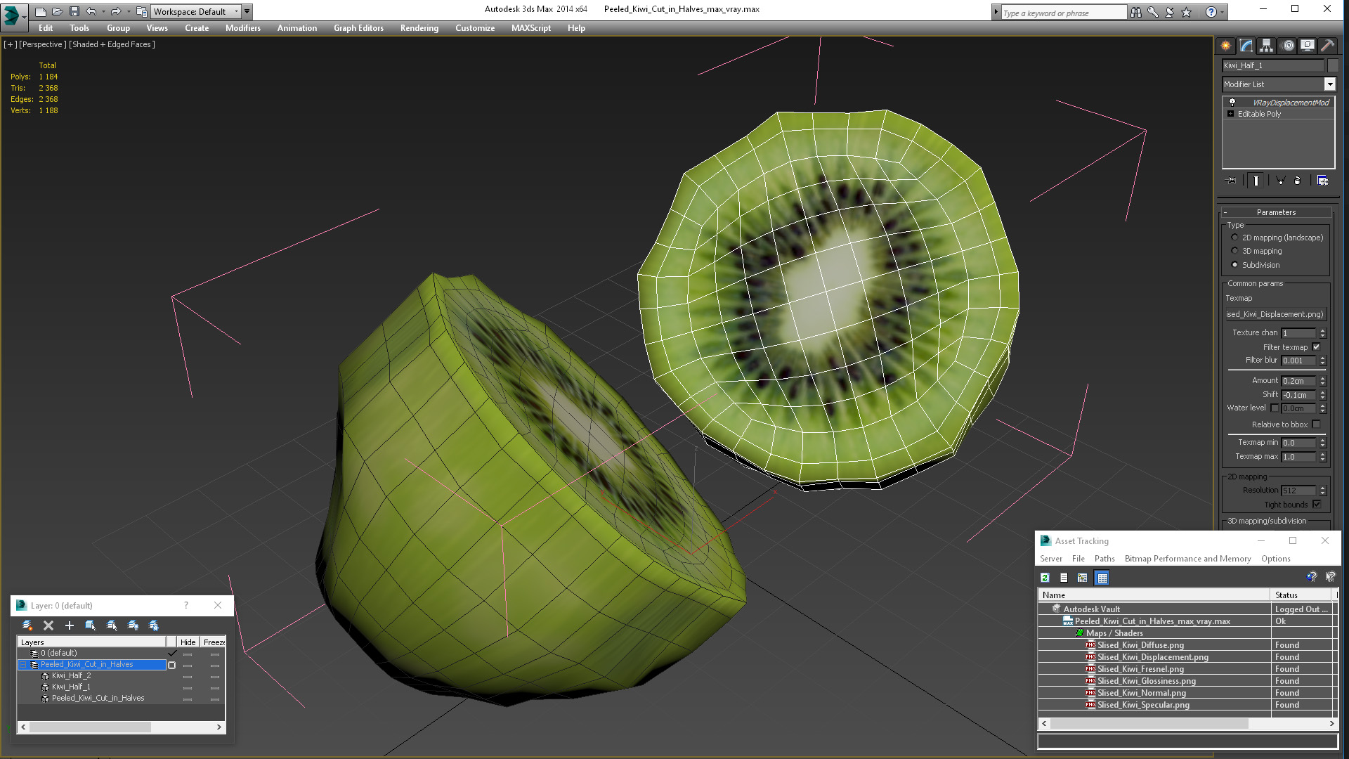 3D model Peeled Kiwi Cut in Halves