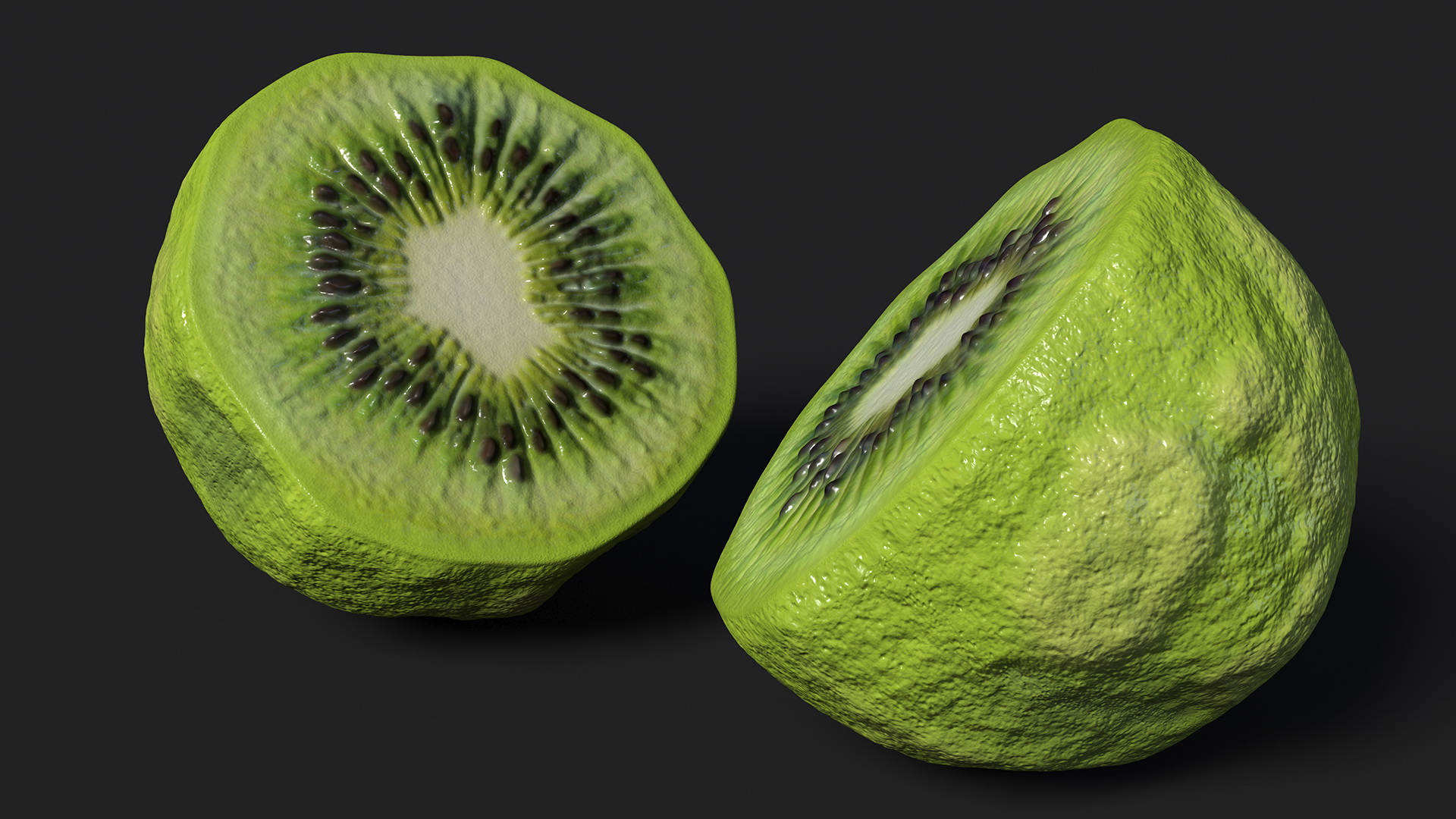 3D model Peeled Kiwi Cut in Halves