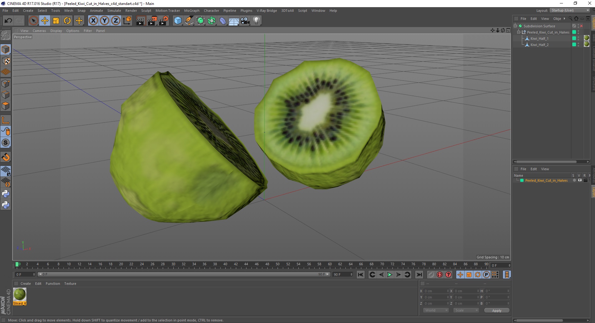 3D model Peeled Kiwi Cut in Halves