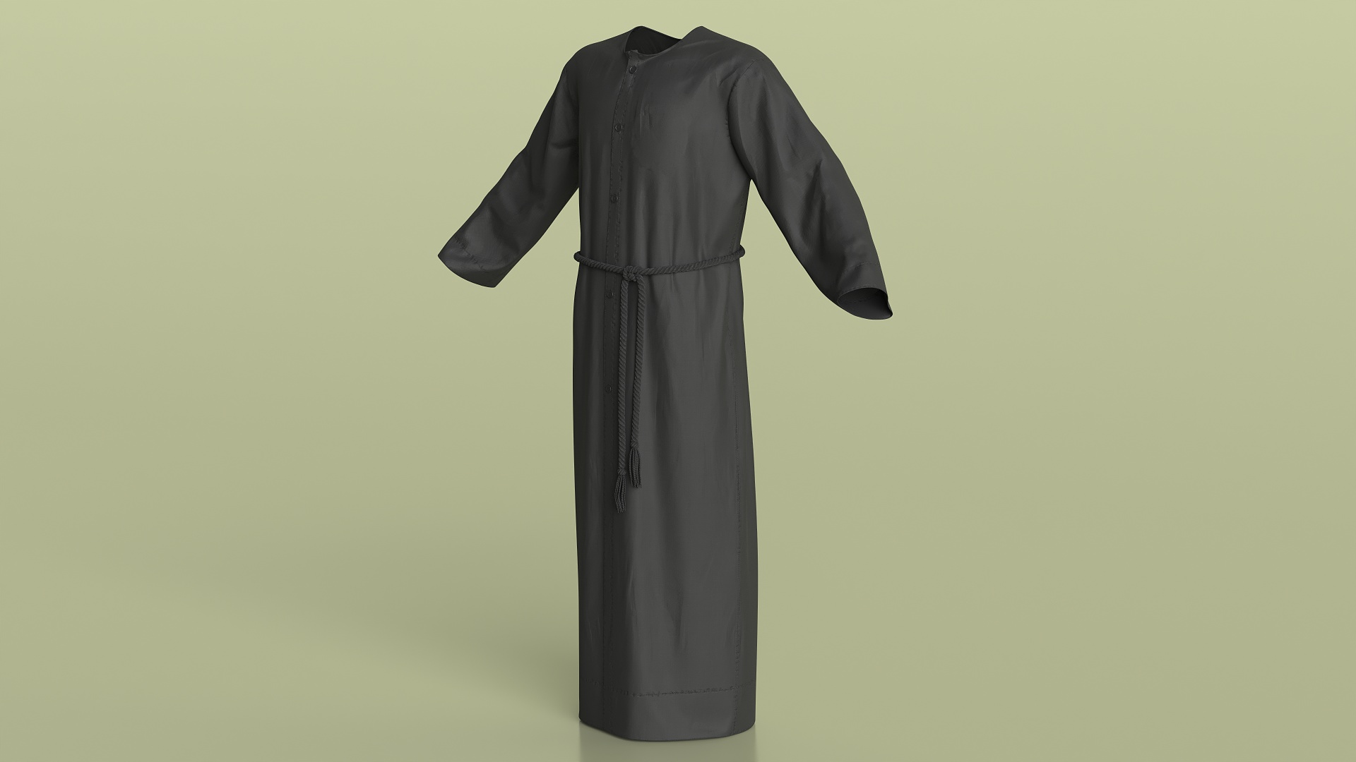 3D model Black Long Robe with Belt