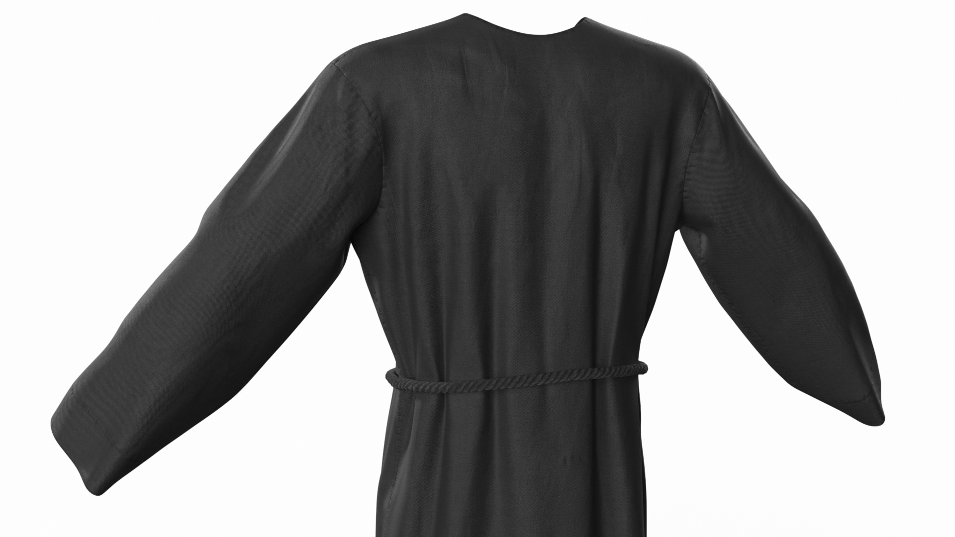 3D model Black Long Robe with Belt