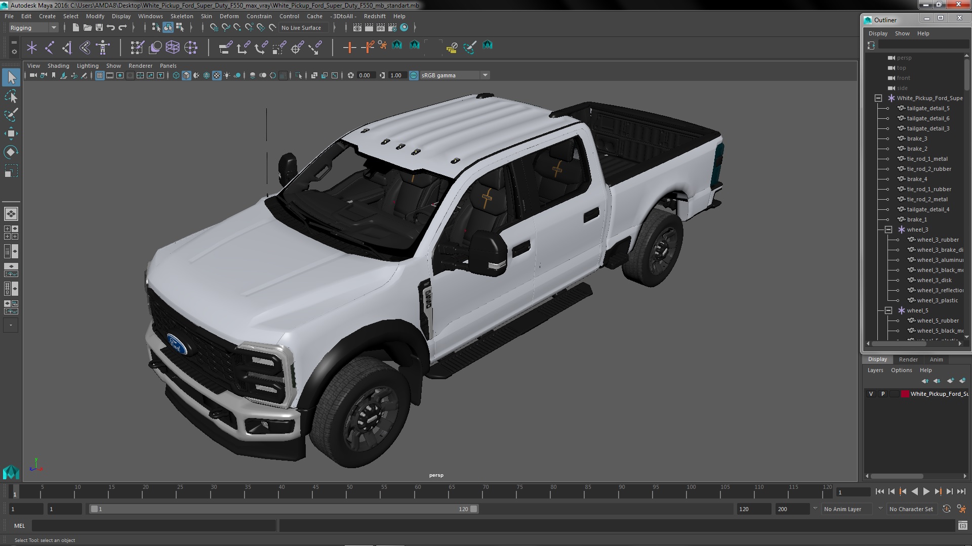 3D White Pickup Ford Super Duty F550 model