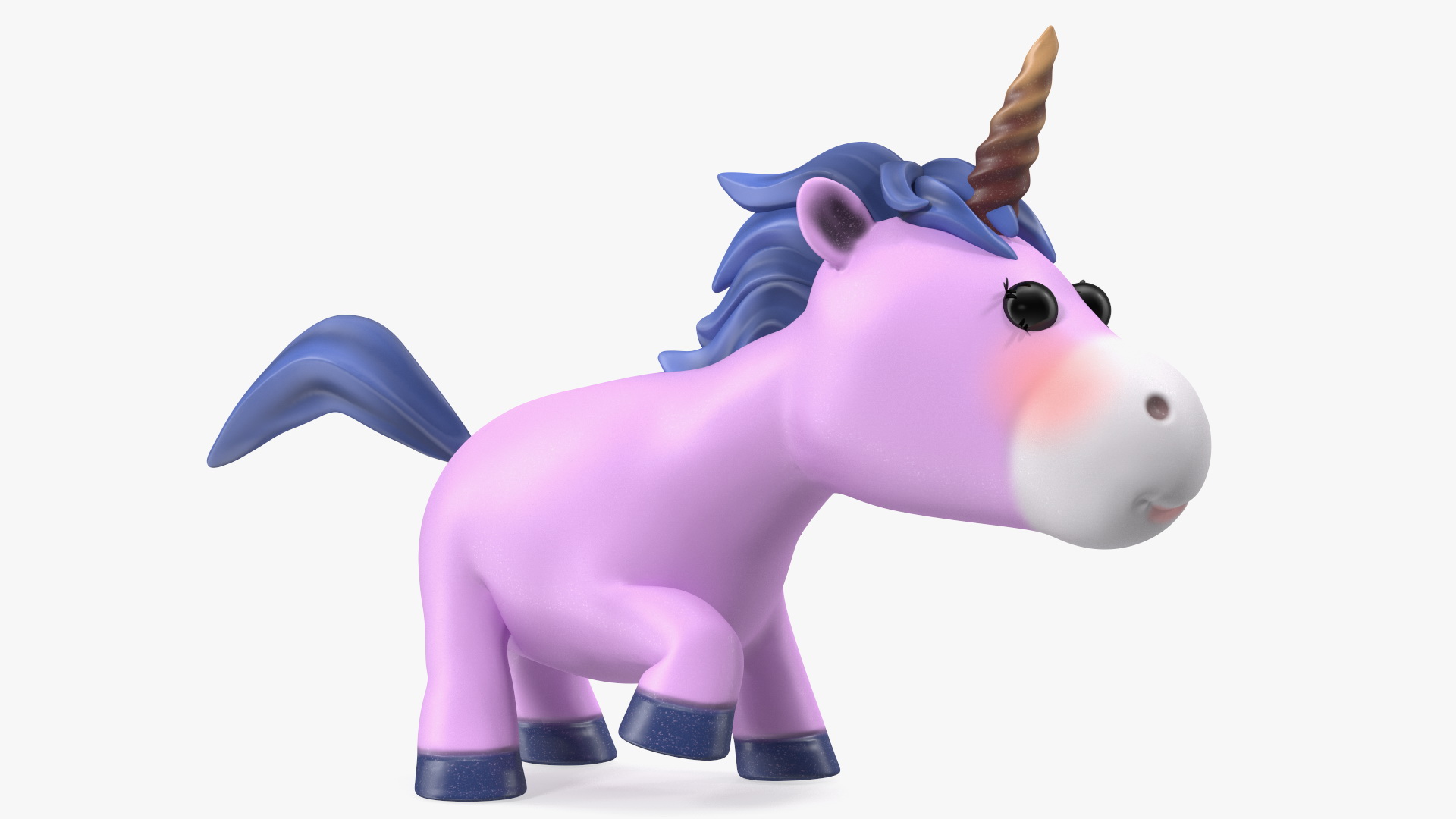 3D Pink Cartoon Unicorn Walking Pose model