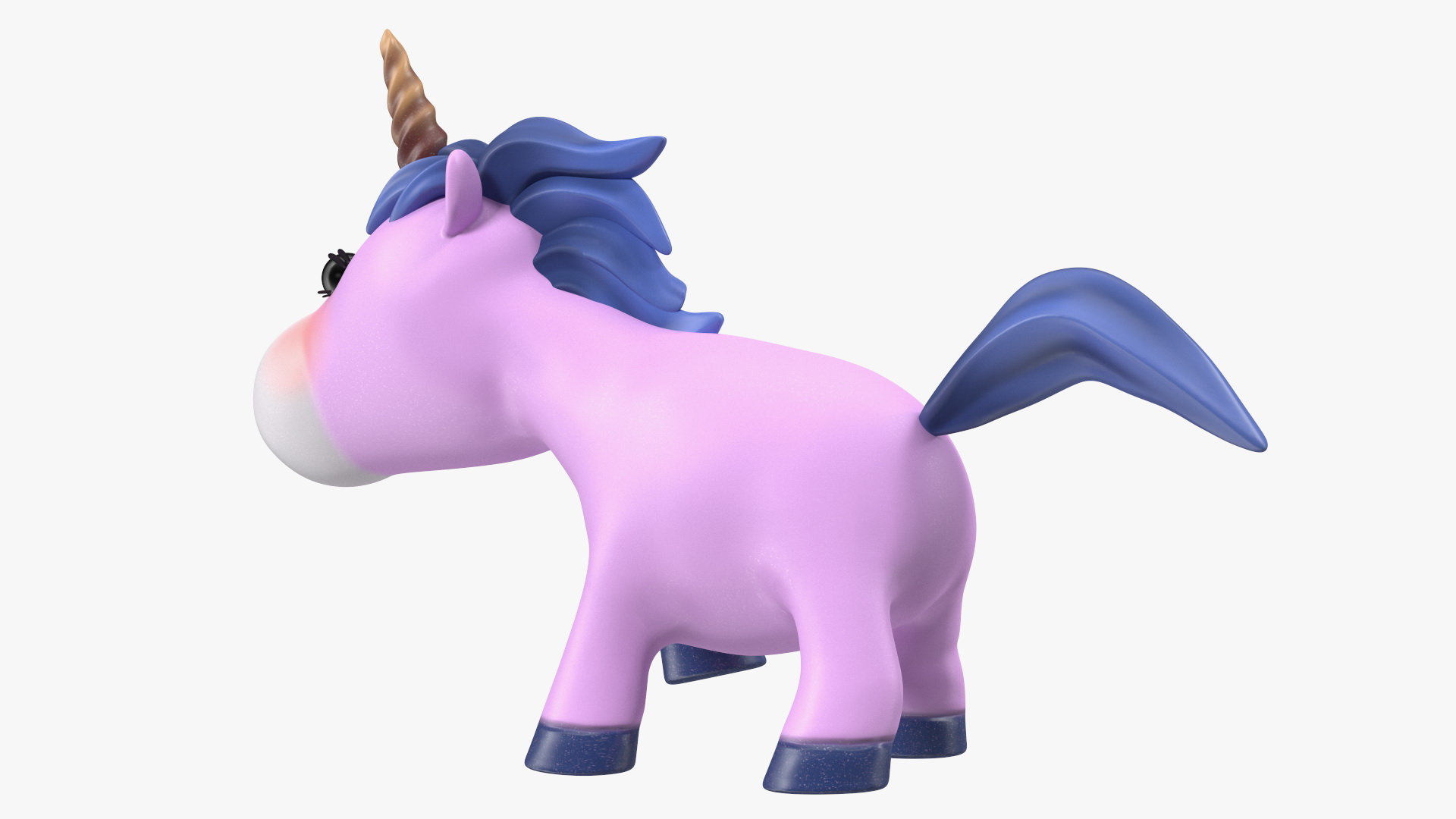 3D Pink Cartoon Unicorn Walking Pose model