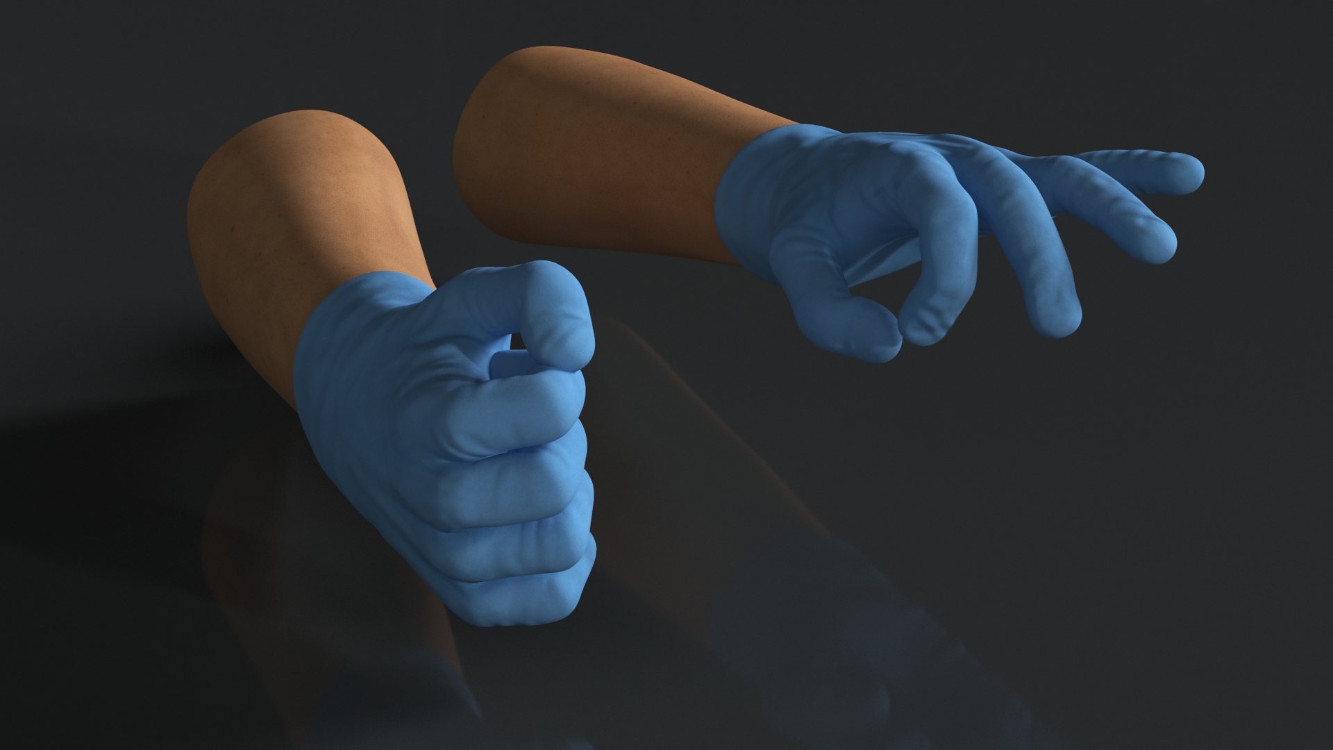 3D Hands in Medical Protective Gloves Rigged