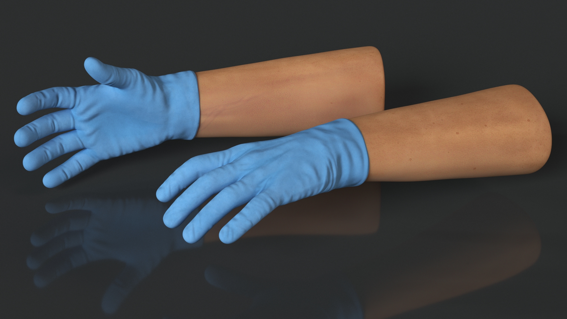 3D Hands in Medical Protective Gloves Rigged