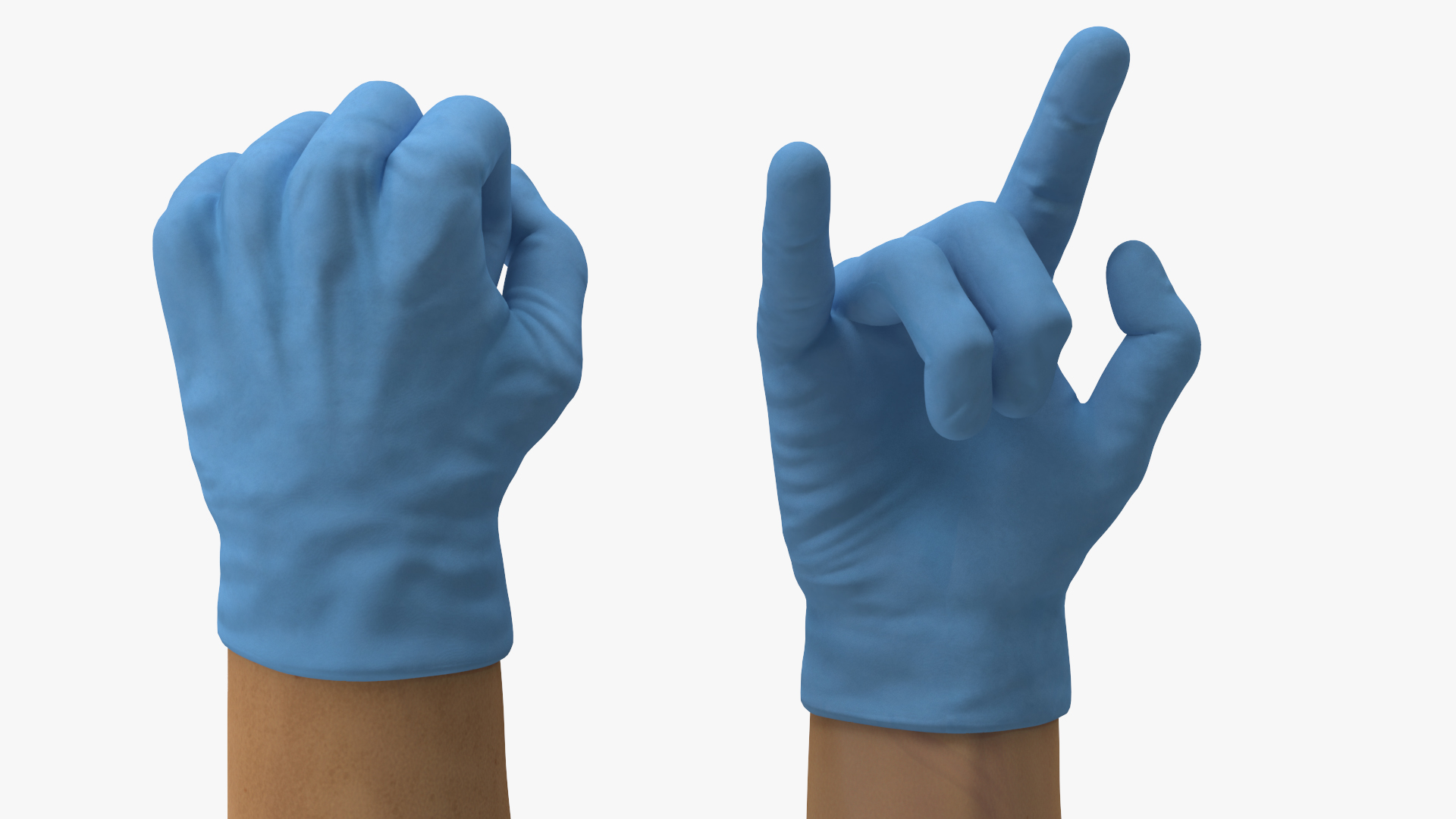 3D Hands in Medical Protective Gloves Rigged