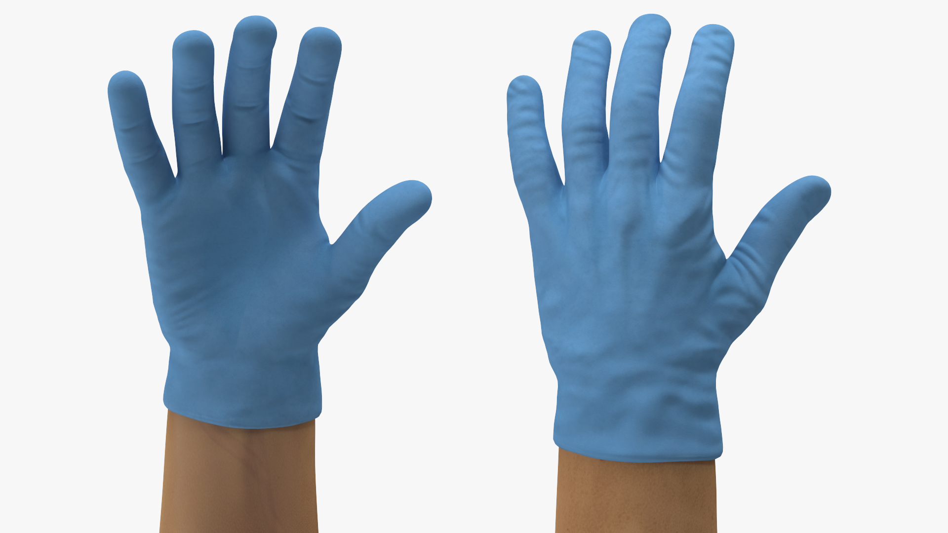 3D Hands in Medical Protective Gloves Rigged