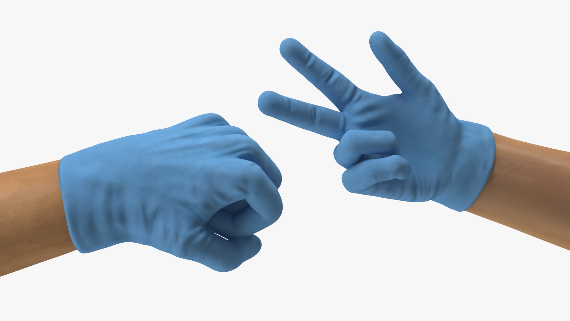 3D Hands in Medical Protective Gloves Rigged