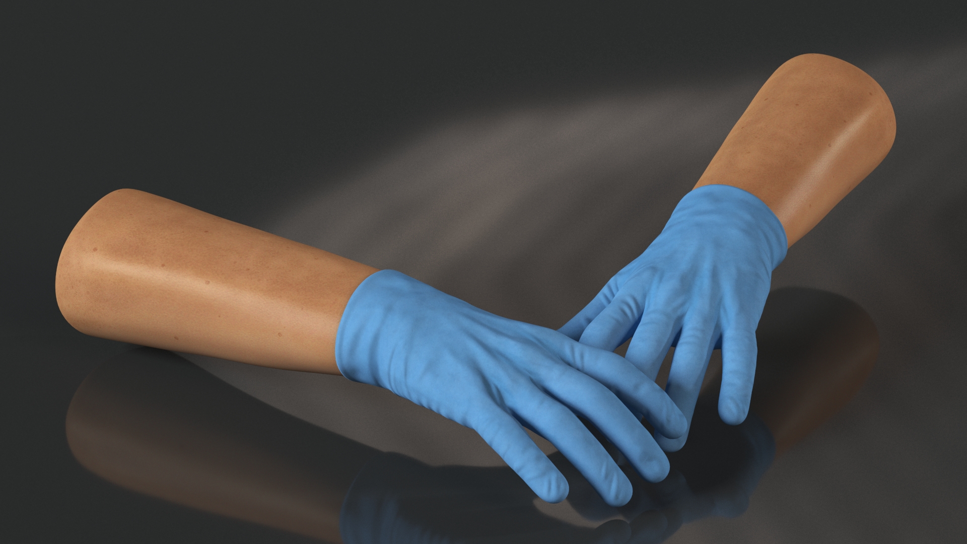 3D Hands in Medical Protective Gloves Rigged