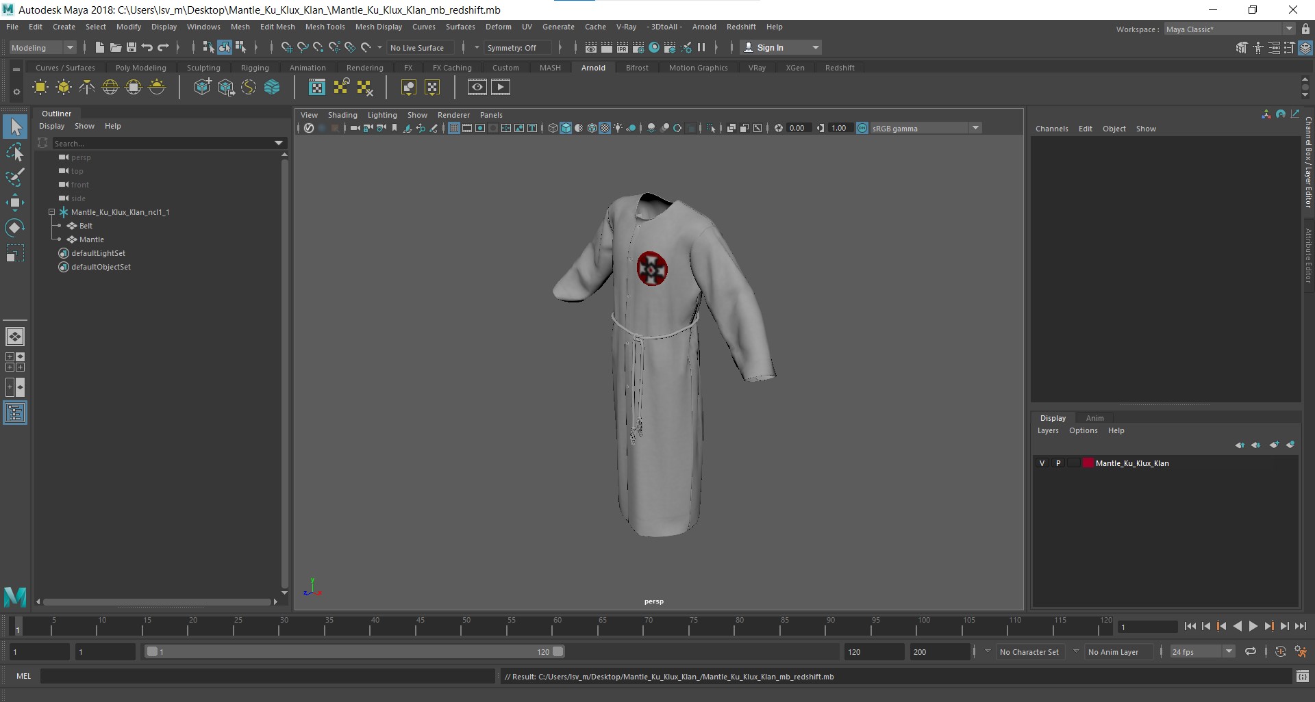 Mantle Ku Klux Klan 3D model