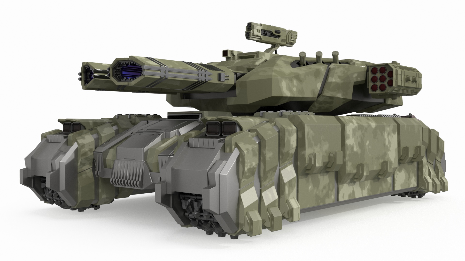 3D Sci Fi Heavy Tank Green model