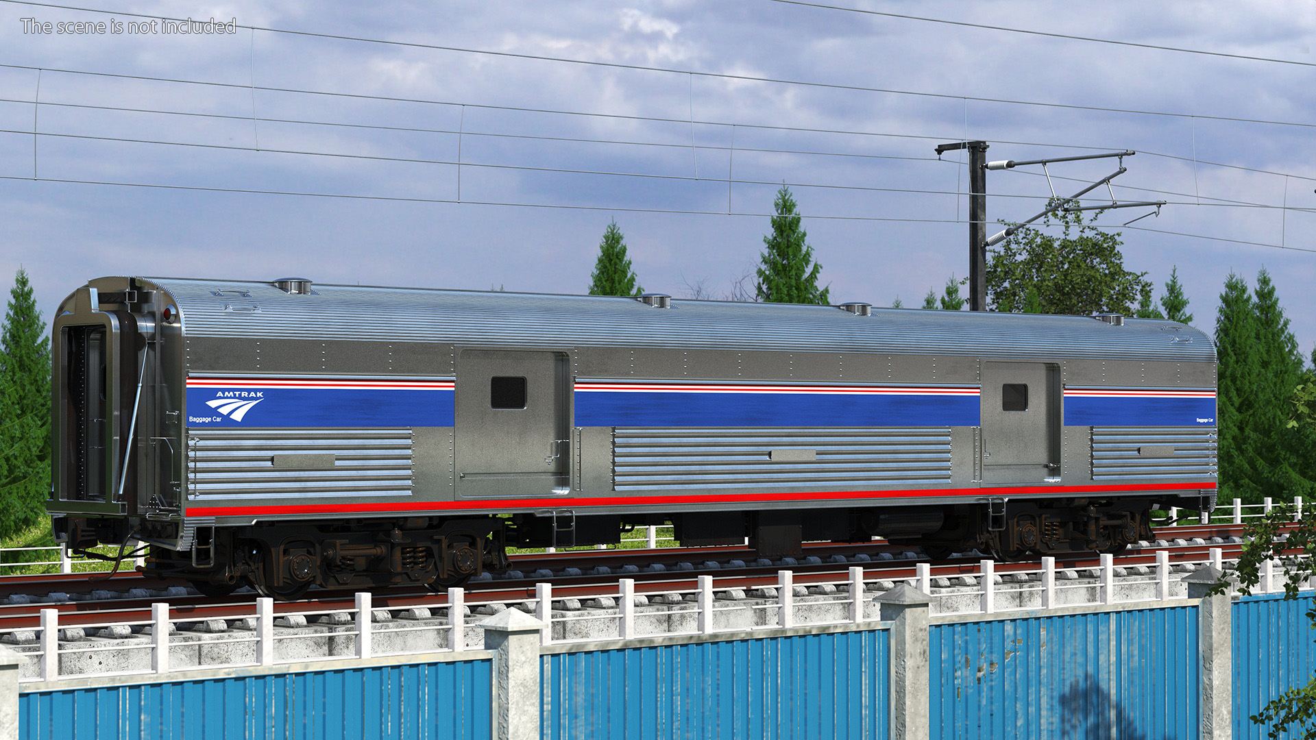 3D Baggage Car Amtrak model