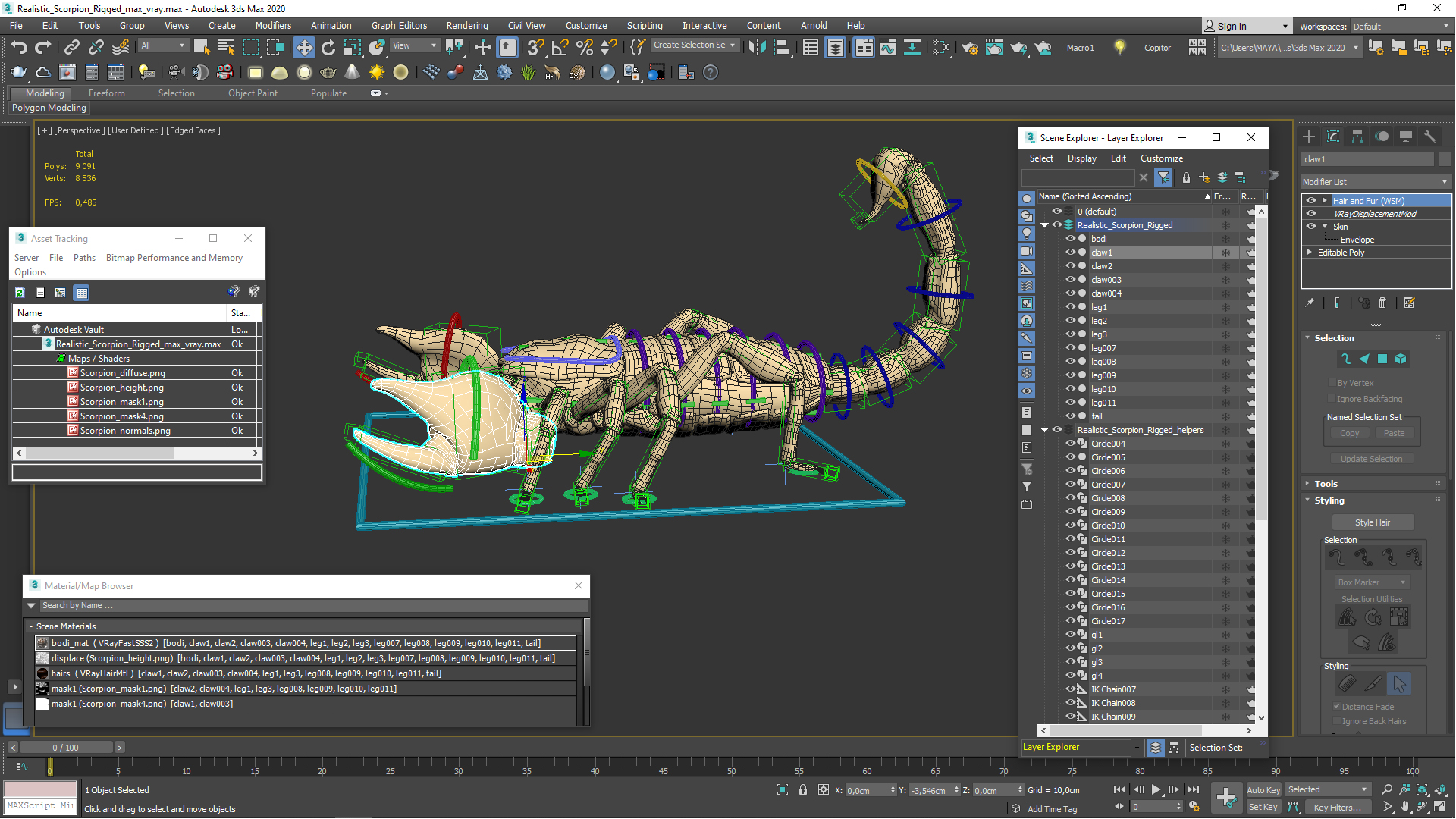 3D model Realistic Scorpion Rigged