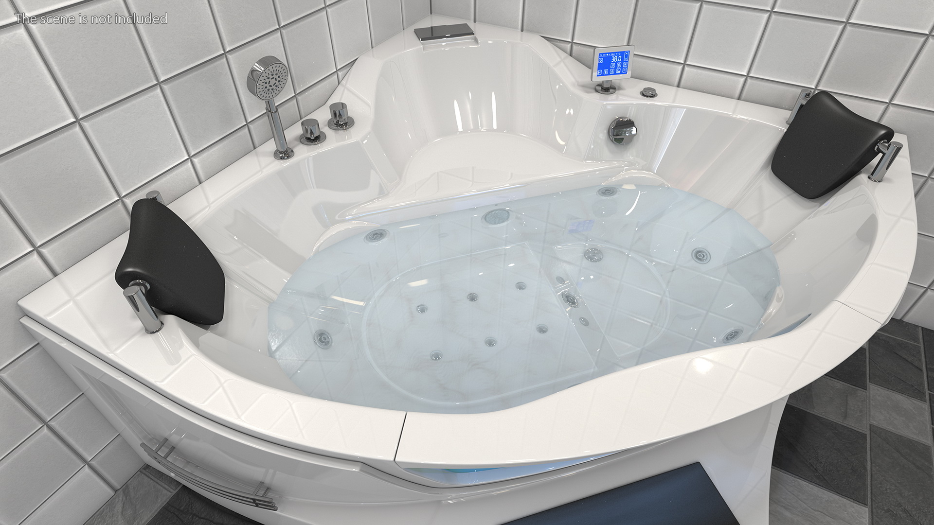 3D model Modern Whirlpool Corner Bathtub with Air Jets