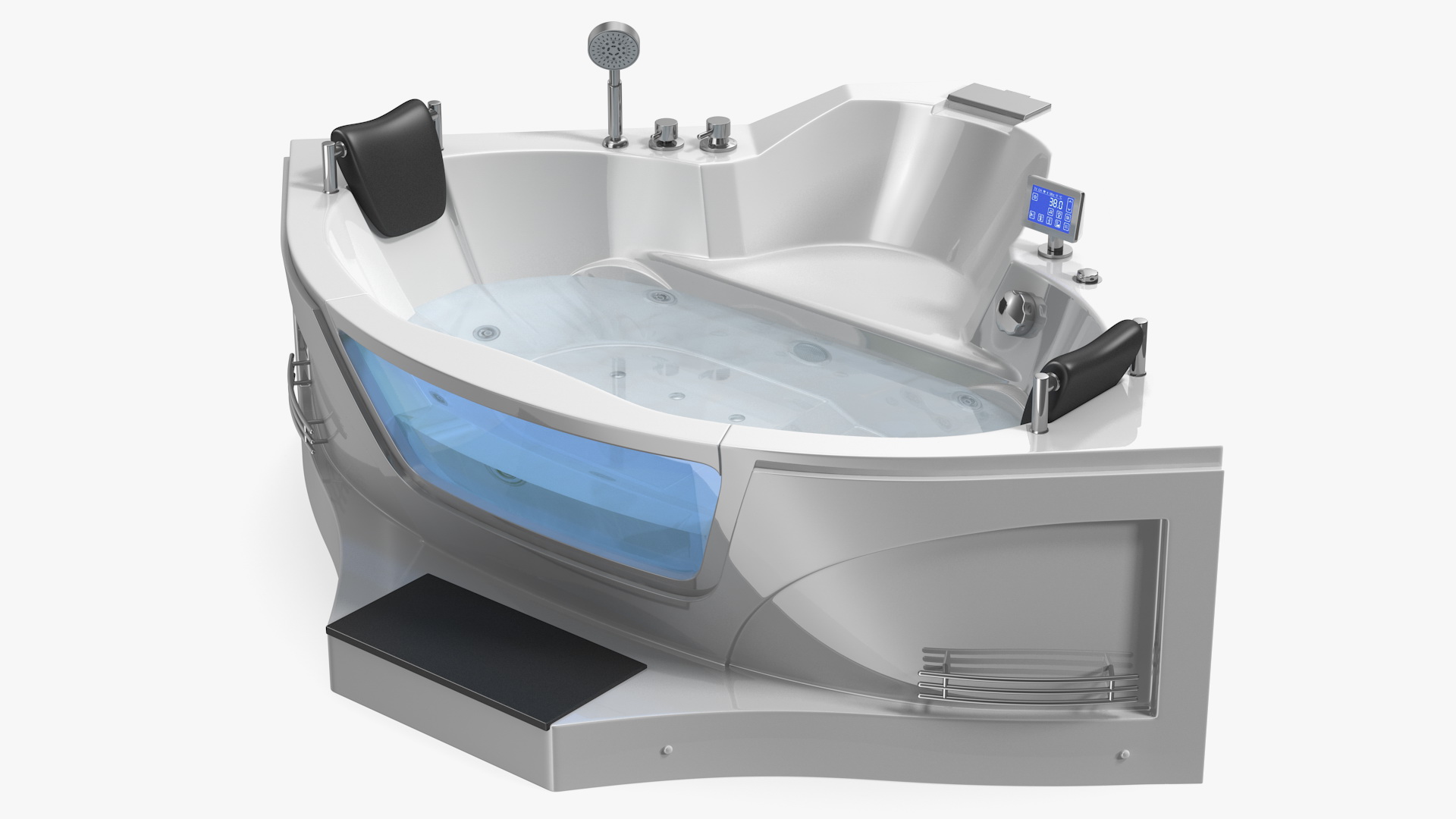 3D model Modern Whirlpool Corner Bathtub with Air Jets