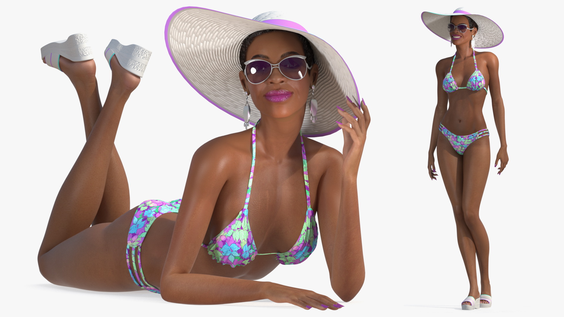 Light Skinned Bikini Girl Rigged 3D