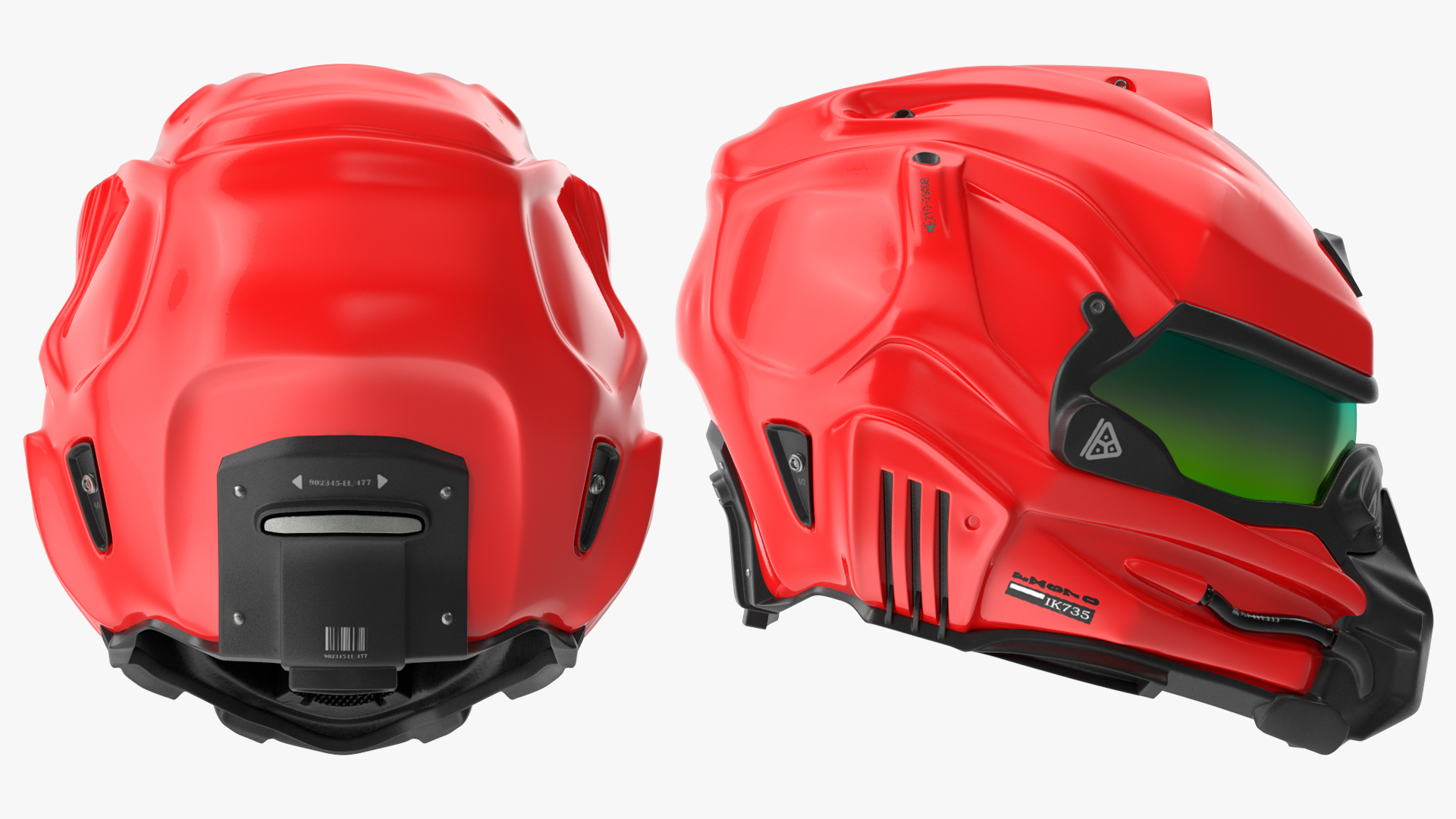 3D Sci-Fi Futuristic Full Helmet Red model