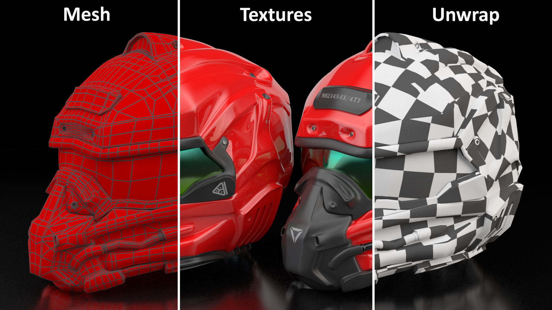 3D Sci-Fi Futuristic Full Helmet Red model